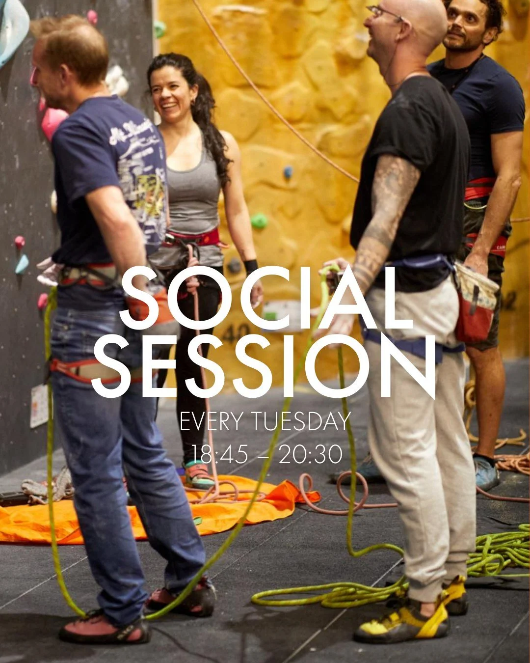 Introducing our new social session! Every Tuesday evening, 18:45 to 20:30, run by the lovely Dannie. 

A great way to meet fellow climbers, potential belay partners and keep you climbing regularly. Alongside tips and tricks and any climbing advice yo