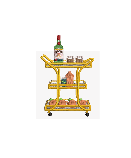 Irish Whiskey Bar Cart Embroidery File - Download