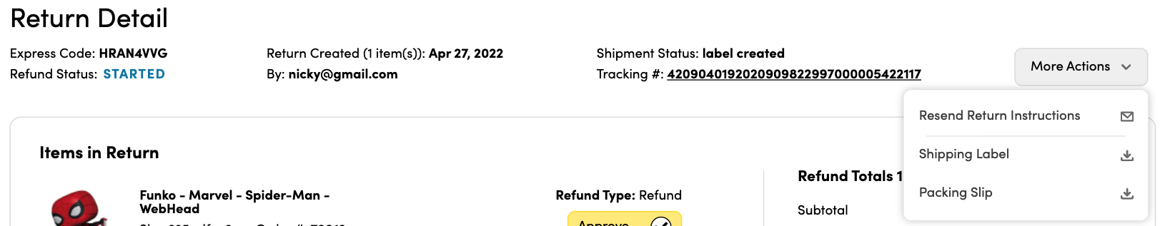 Manage returns — Retailer Support Site