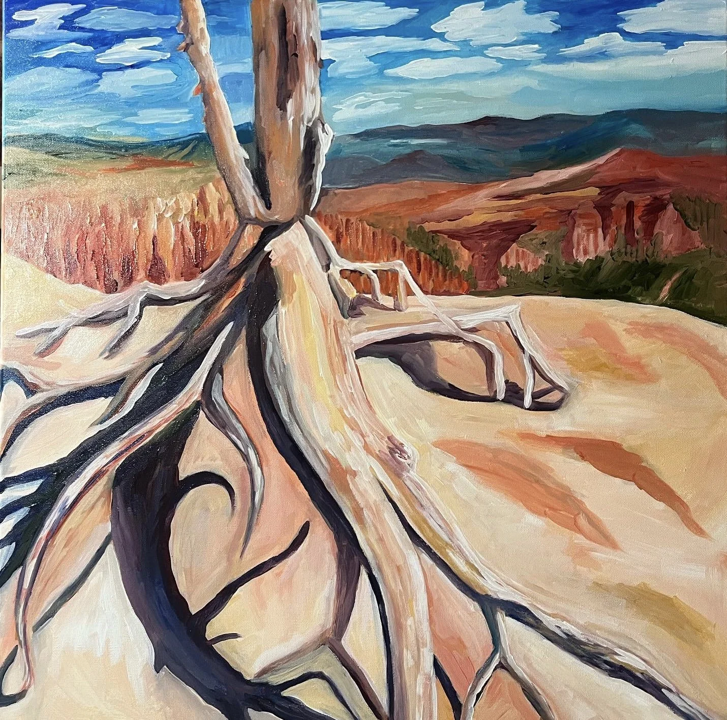 Twisted Roots overlooking Bryce Canyon by Julie Heide Art