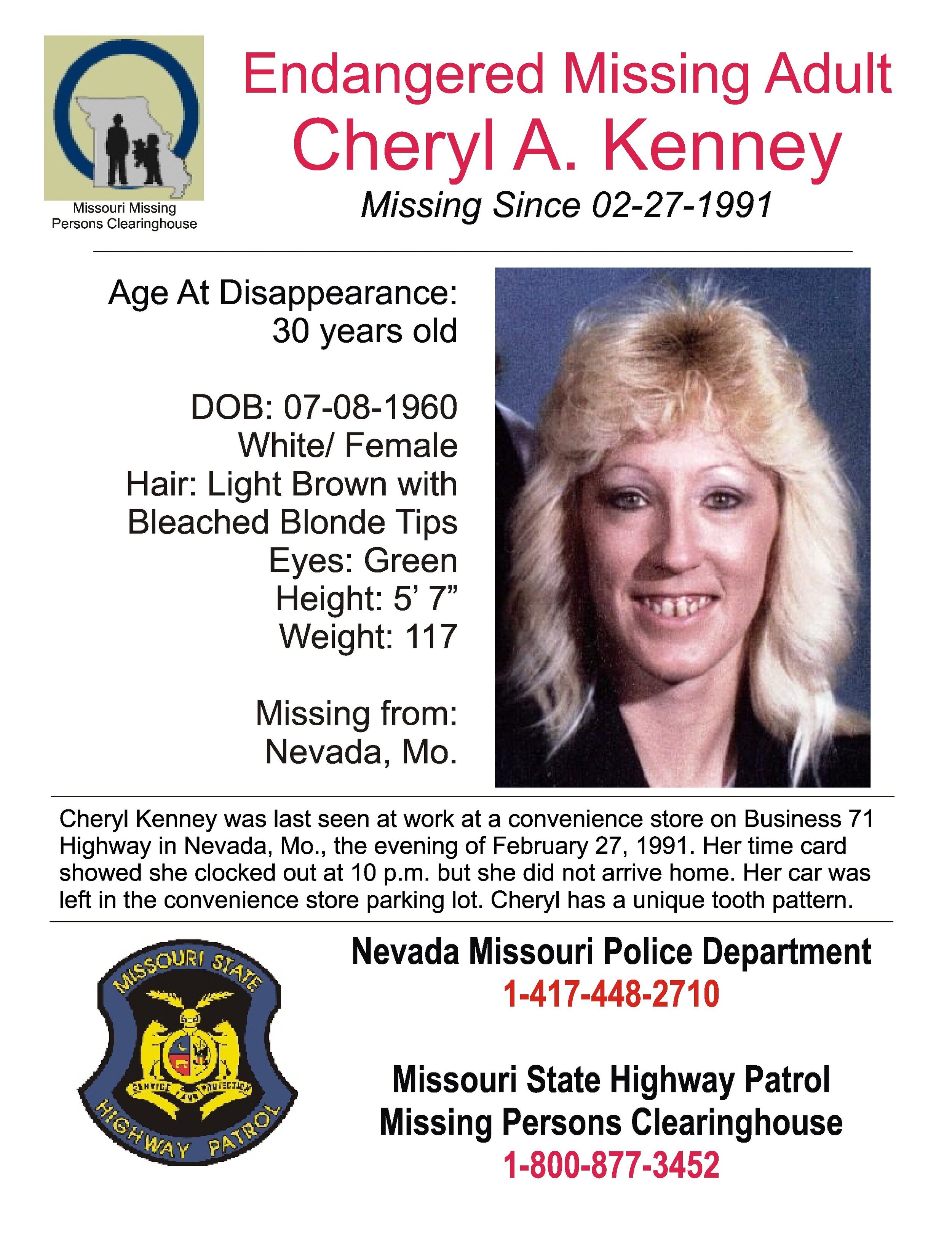 Cheryl Kenney Missing Person Poster