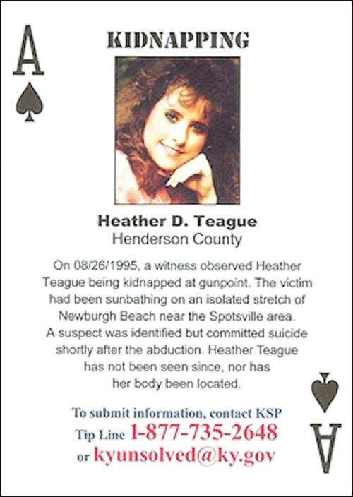 Heather Teague missing person playing card