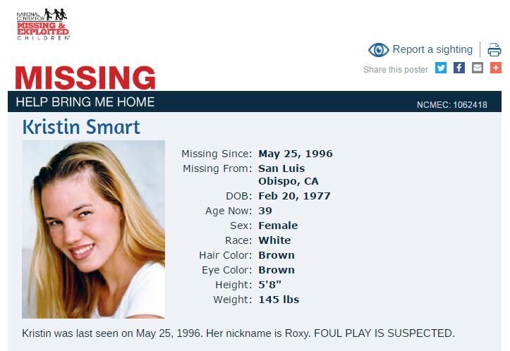 Kristin Smart missing poster
