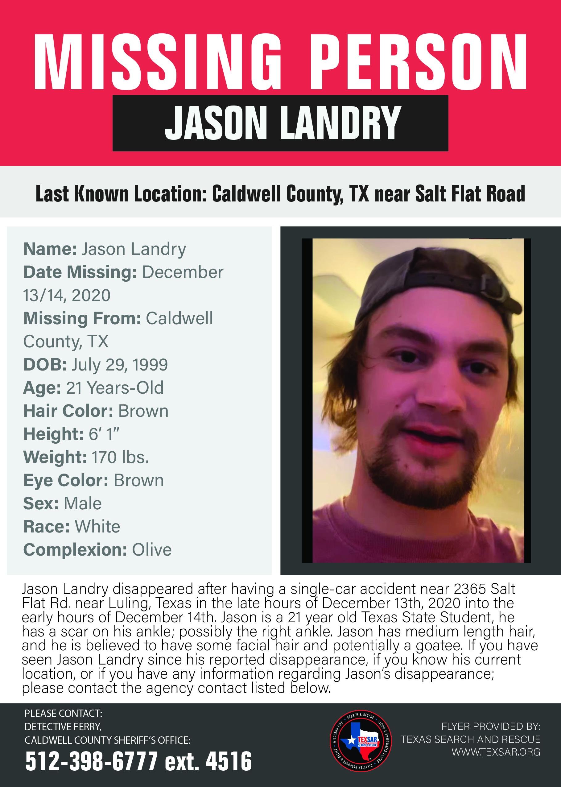 Jason Landry missing poster