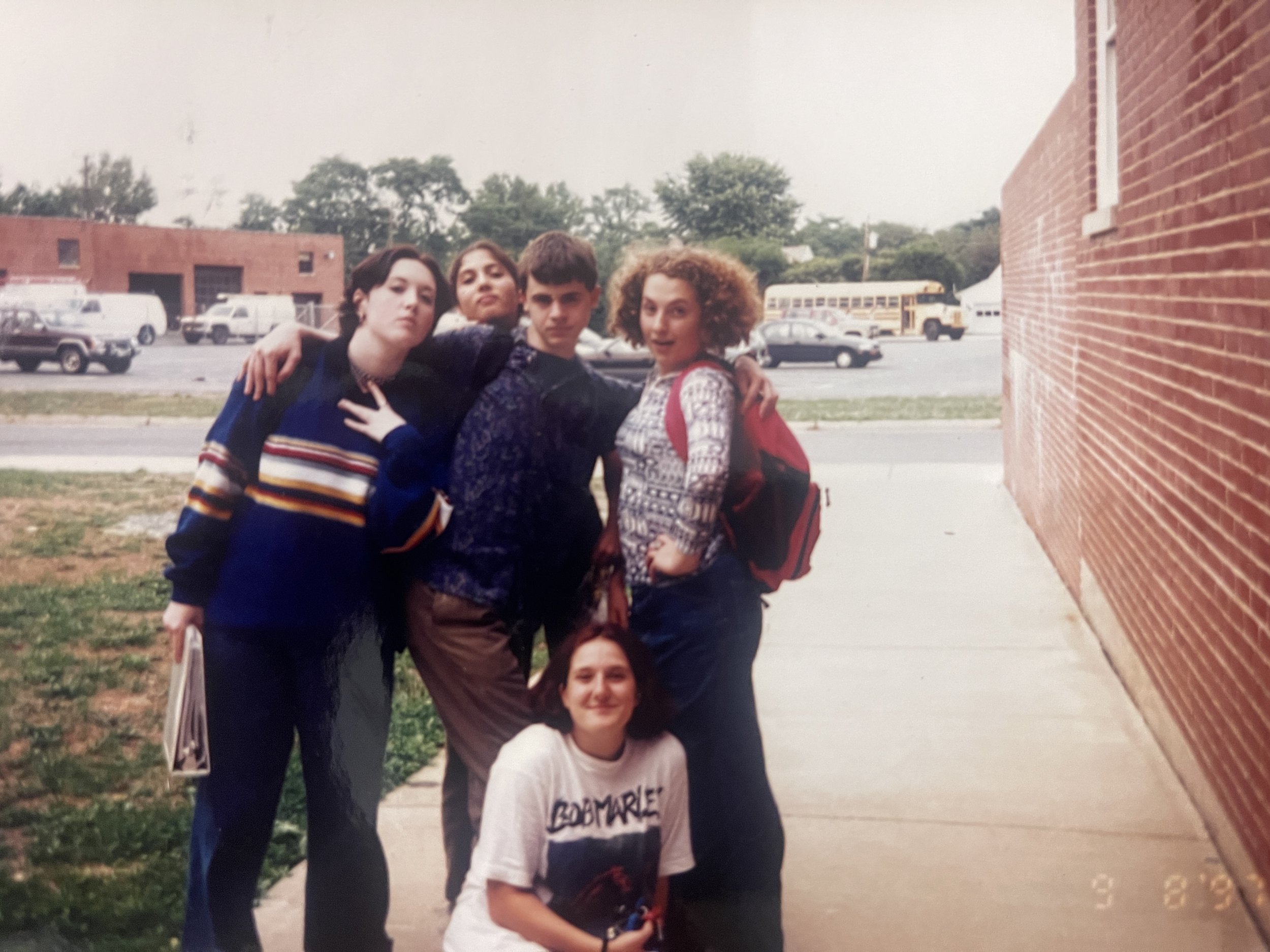 Steve, Kona, and friends at Loudoun County High School in 1997