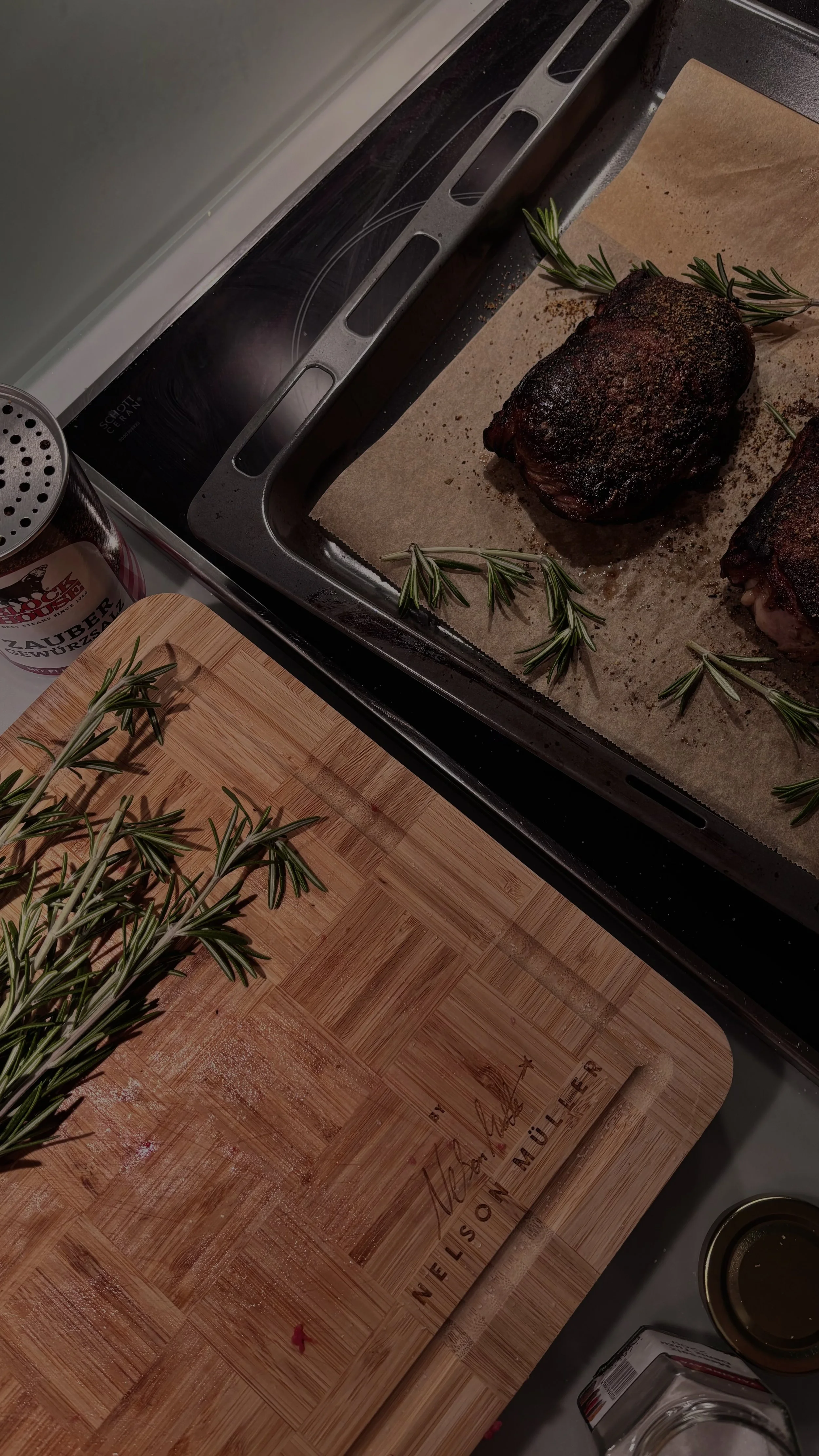 steak and rosemary