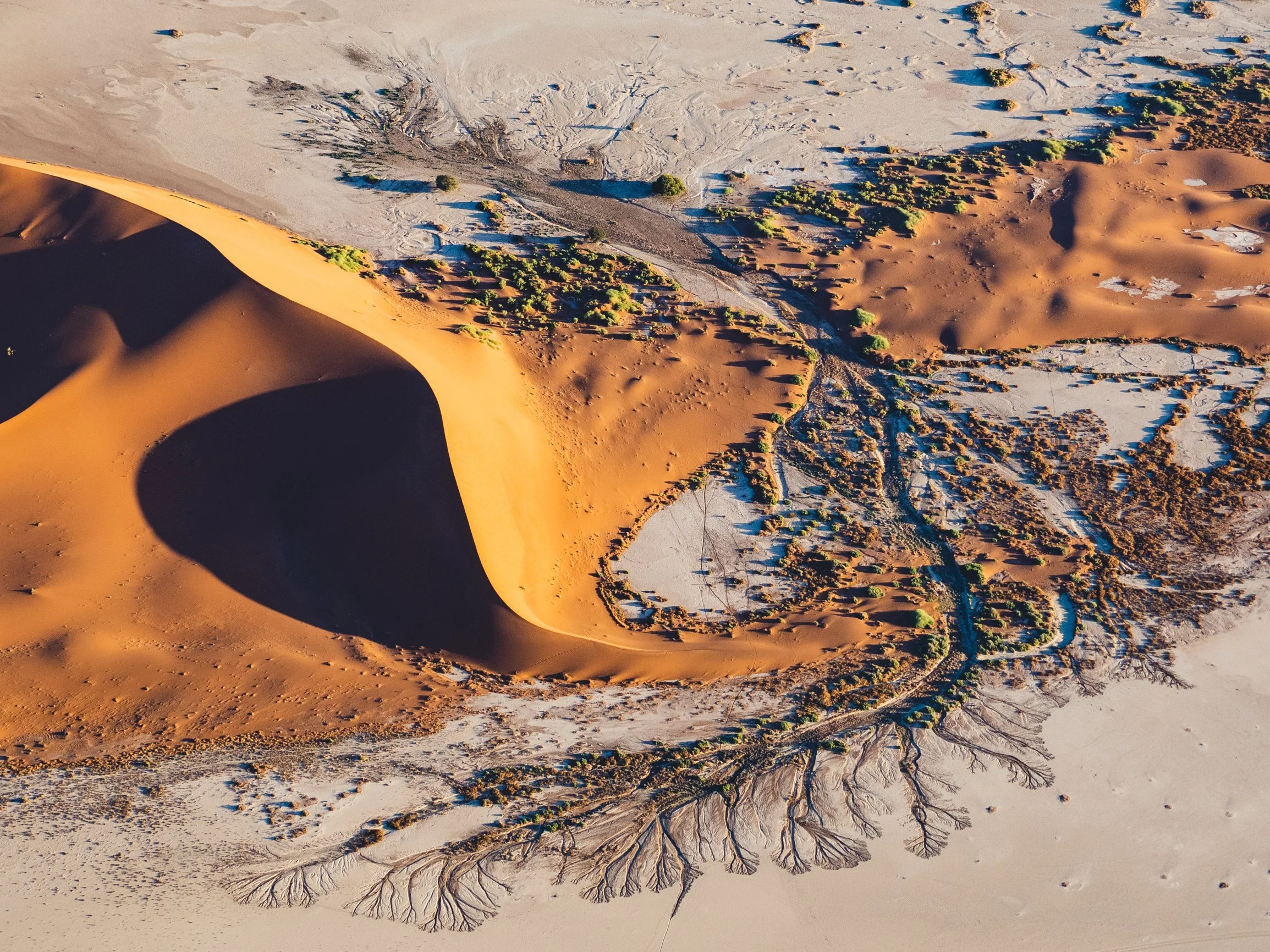 Stunning aerial photograph from a helicopter in Namibia