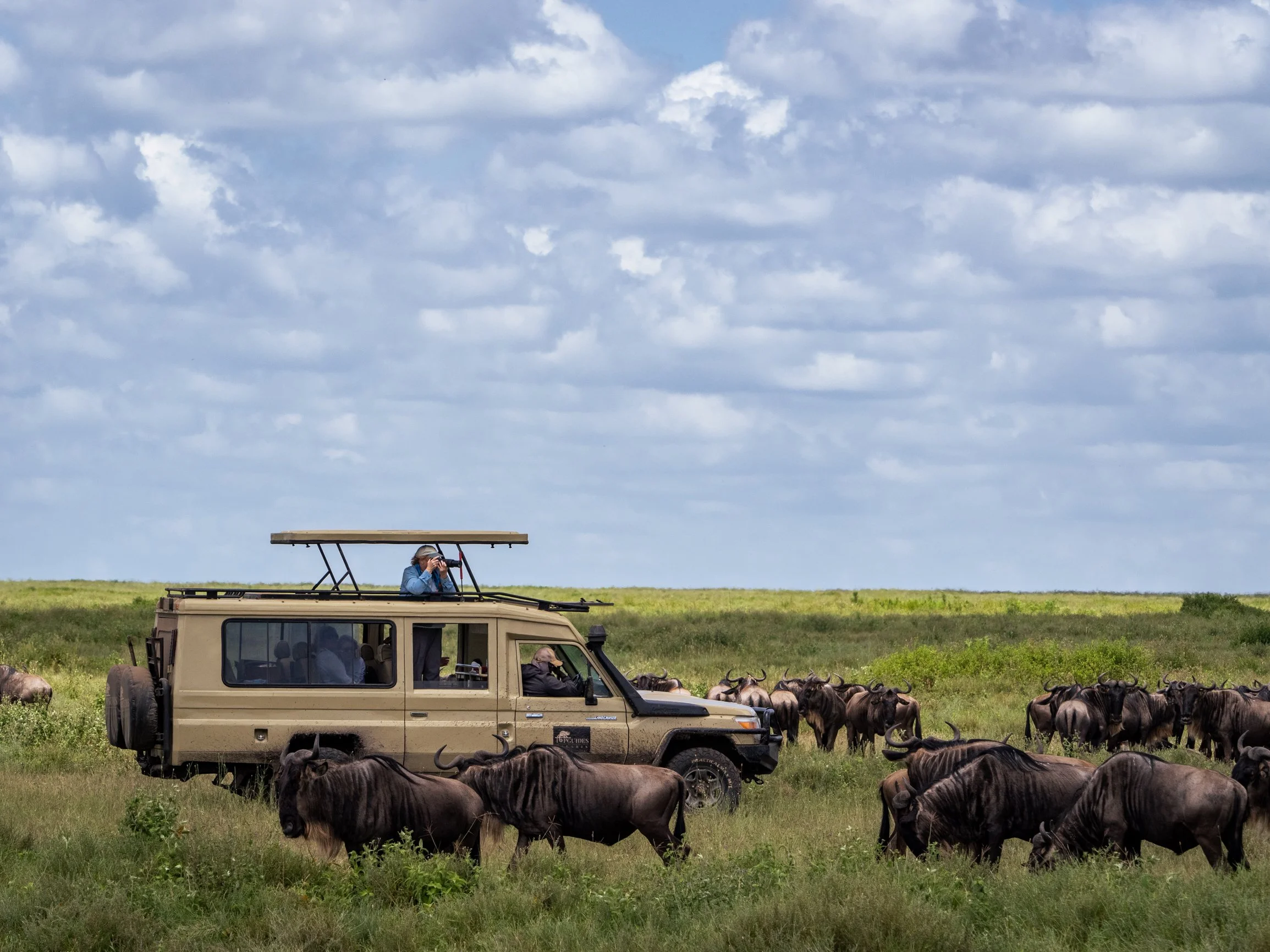 The sun rises over a safari tent campsite at Ngorongoro Crater in Tanzania