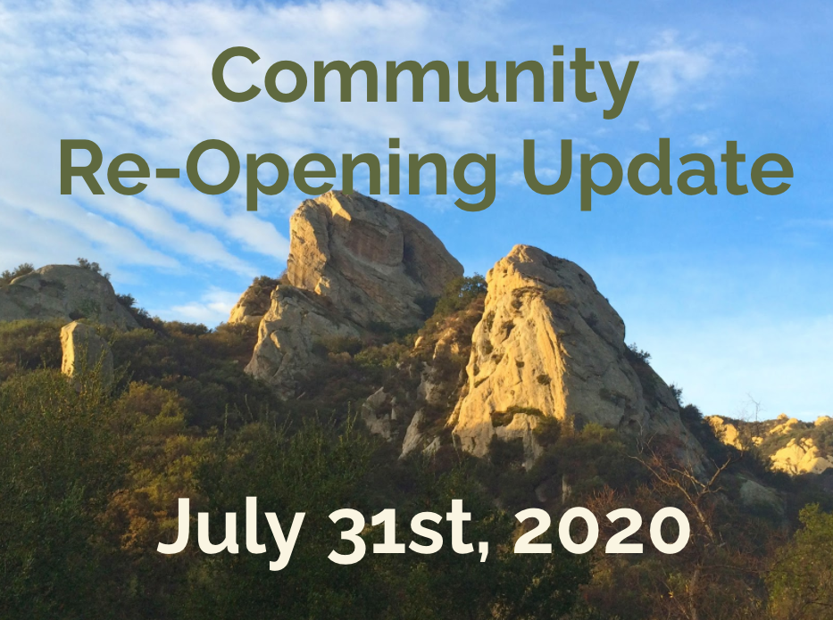 Community Re-Opening Update, July 31, 2020