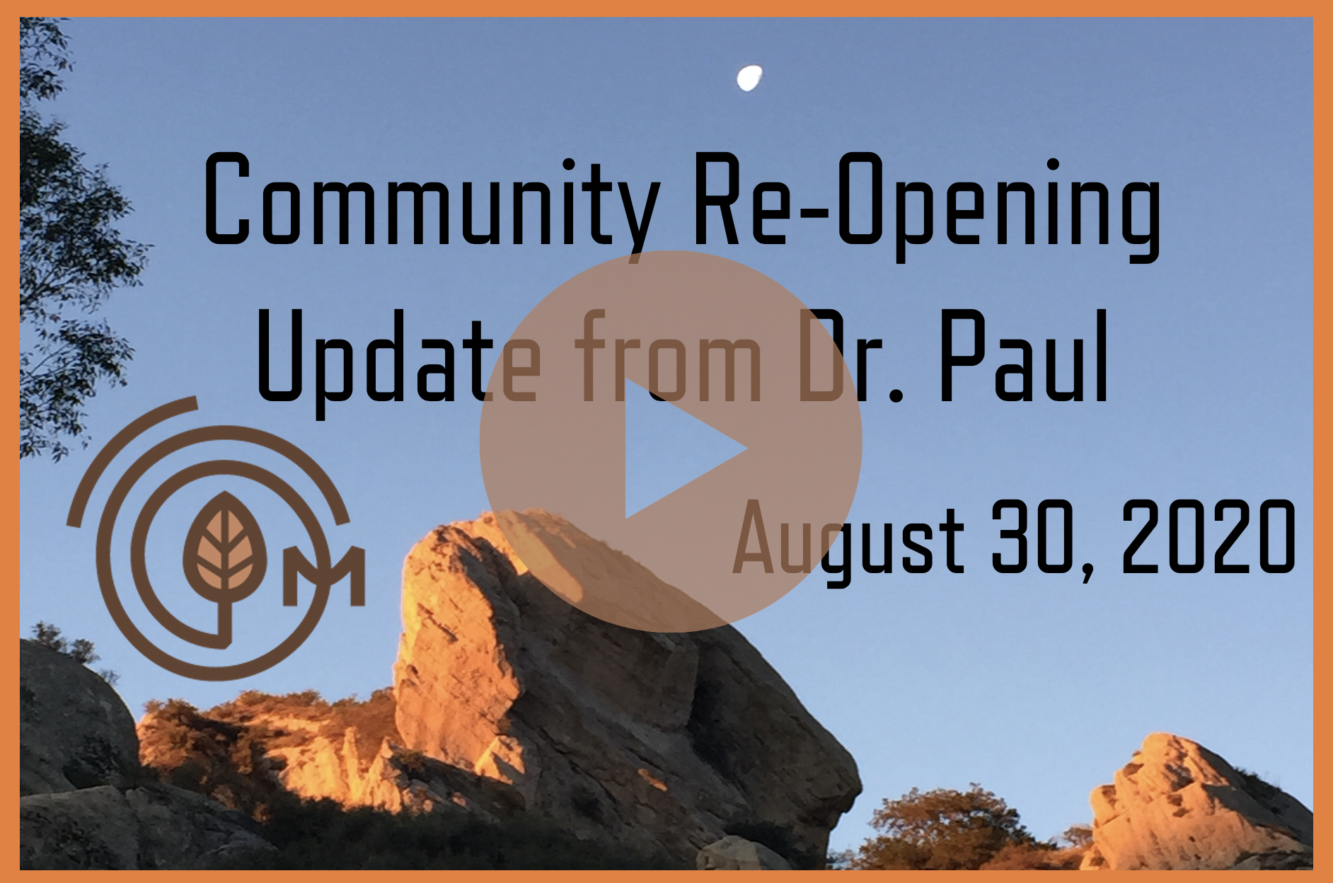 Community Re-Opening Update, August 30, 2020