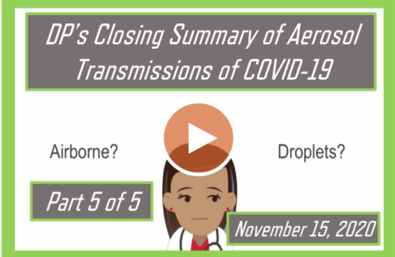 DP's Closing Summary of Aerosol Transmissions of COVID-19, November 15, 2020