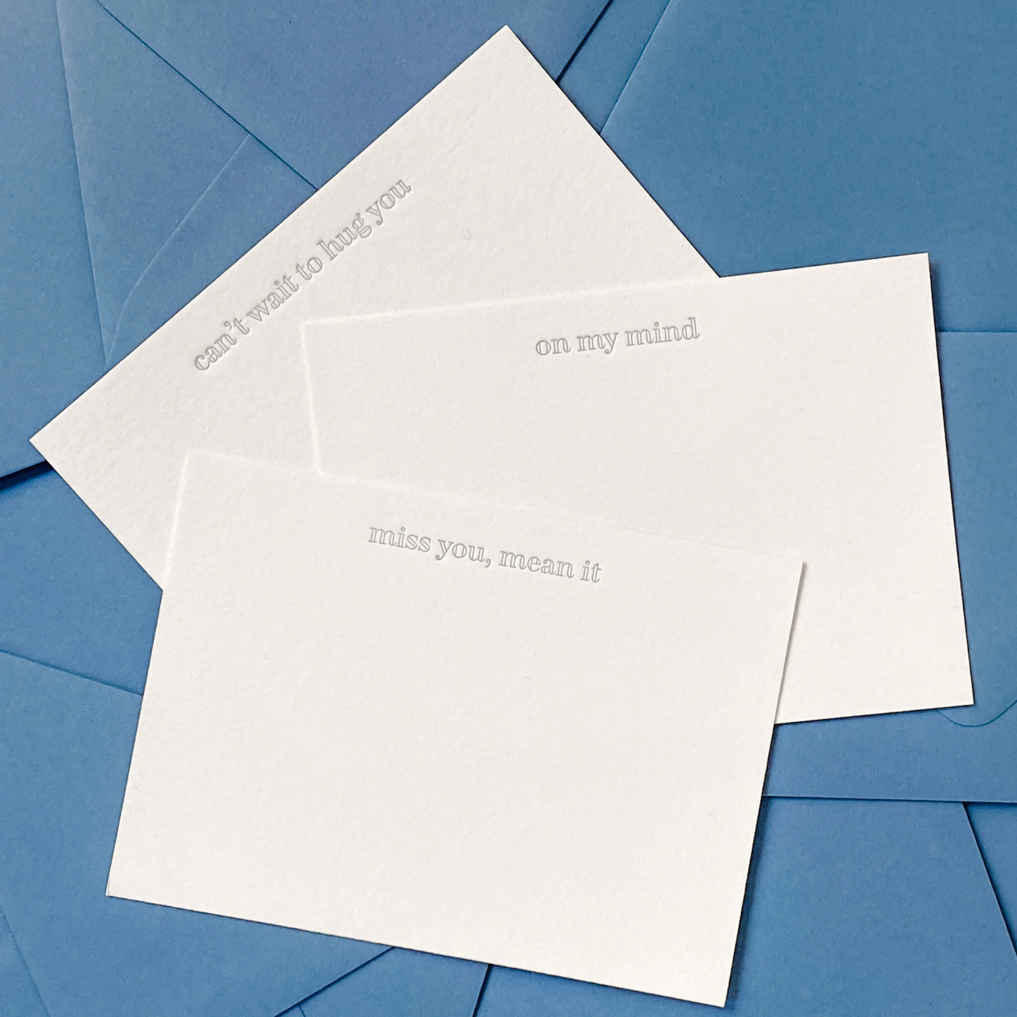 Thinking of You Stationery Set - Blue Letterpress Notecards - COVID Stationery - 17&P Letterpress