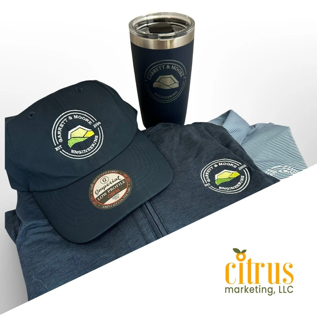 Garrett &amp; Moore, Inc. offers engineering solutions to the power &amp; waste industries in the Carolinas and Virginia (with additional locations possible). 

For the 20th anniversary, the team wanted a new logo and some updated swag.

While I try 