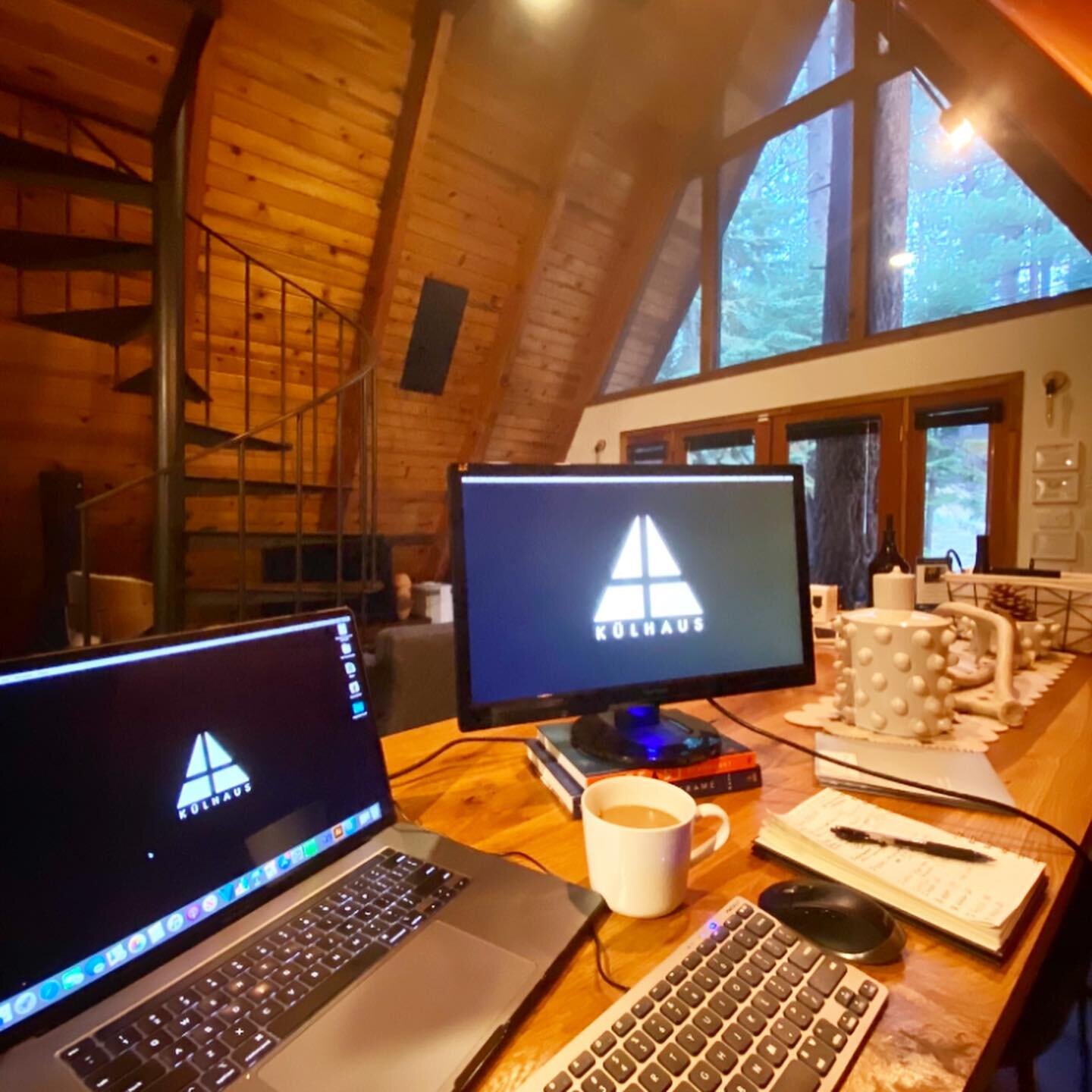 What&rsquo;s your WFH desk vibe?  In our tiny cabin, we actually have a few choices depending on your &ldquo;in-the-zone&rdquo;style:

1.  Matrix Style:  cram as many laptops and monitors on the 11 ft dining table to create your own Command Central ?