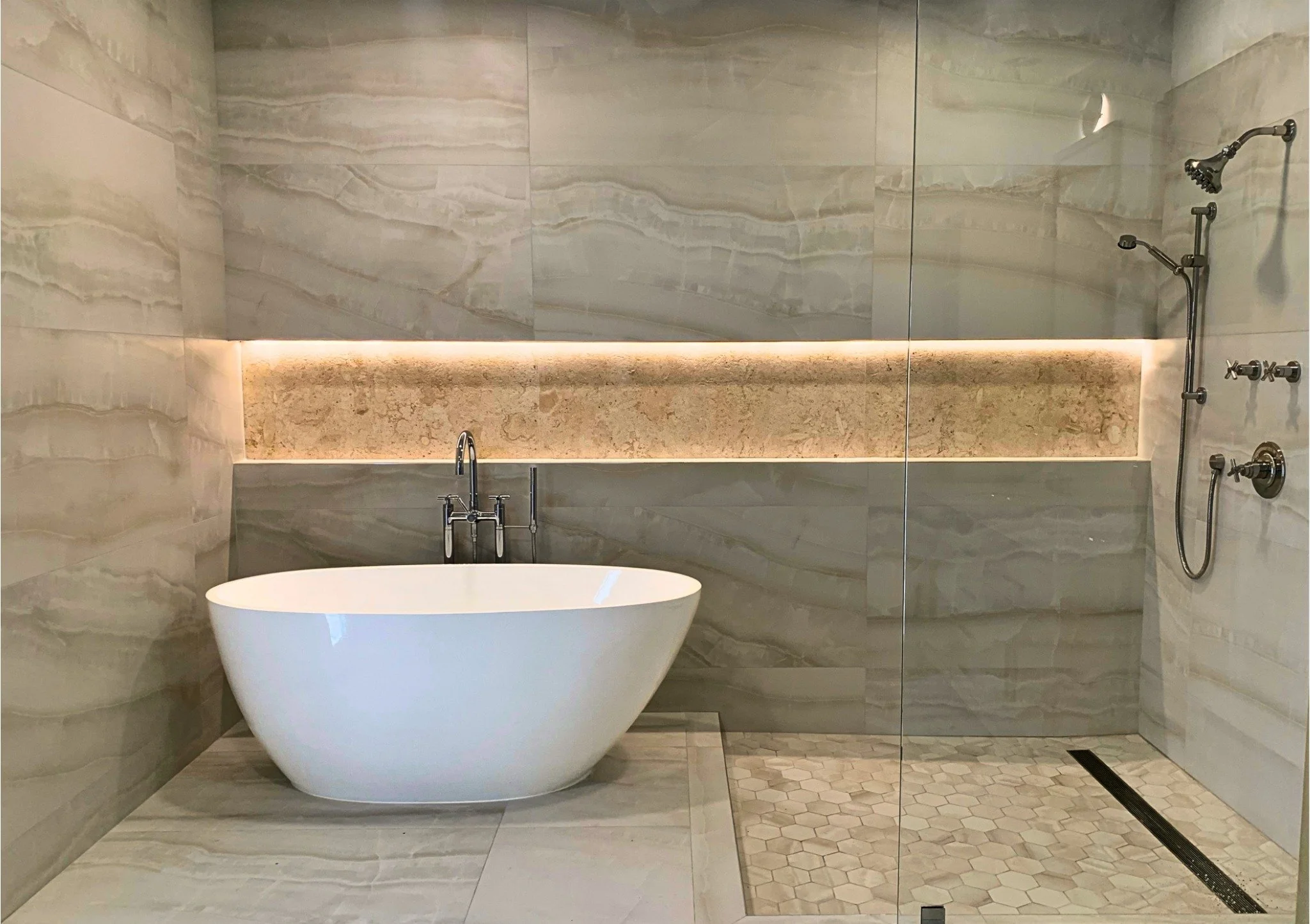 With a gorgeous wet room like this, you can have spa day every day. ✨🫧🛀

#MadebyNMB #Luxurybathroom #QuietLuxury #BathroomGoals @nmb_homes