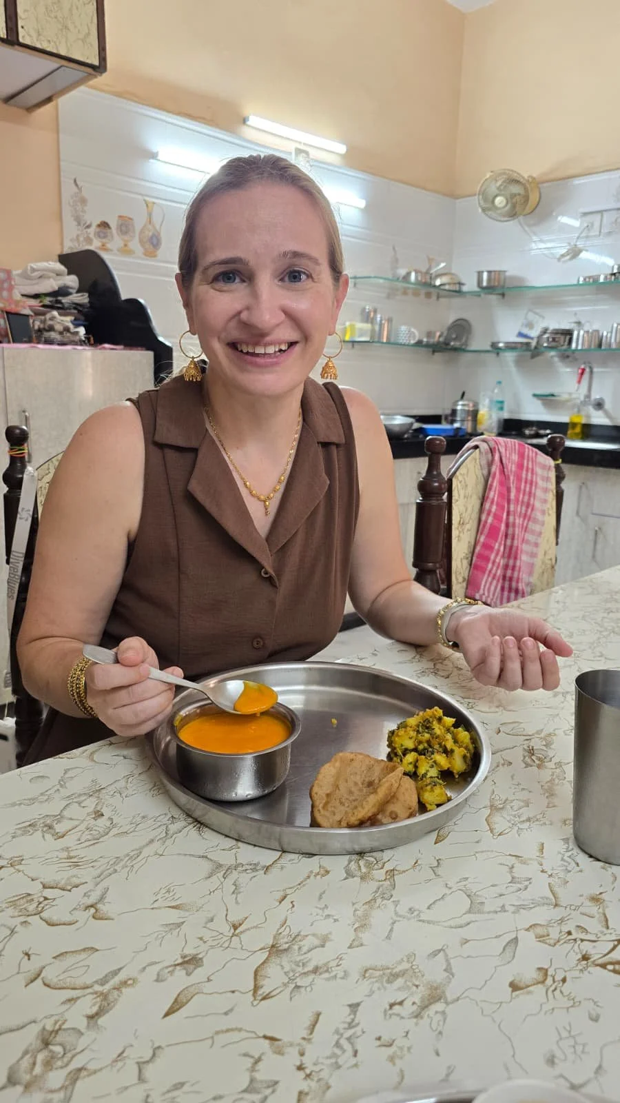 Photo of Jessica Oliver, an anxiety therapist based in Lee's Summit, Missouri during her first visit to Gujarat, India