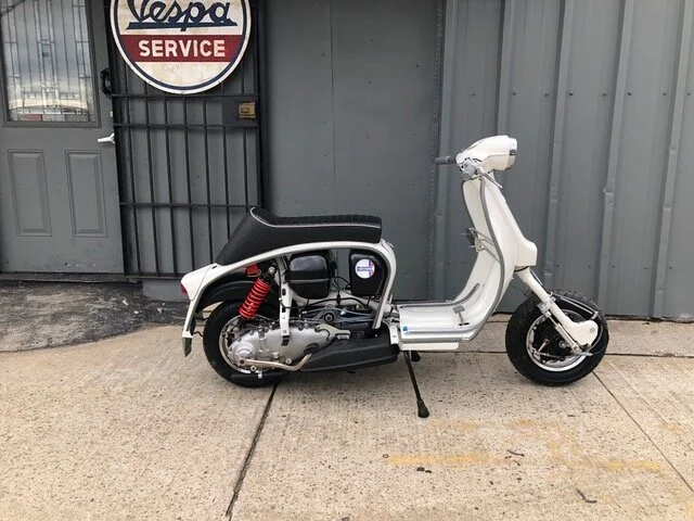 A vintage Lambretta being restored