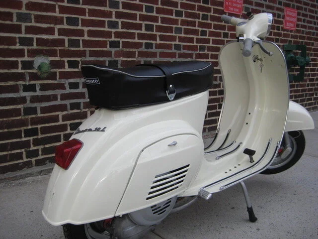 A restored vintage Vespa