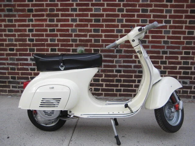 A restored vintage Vespa