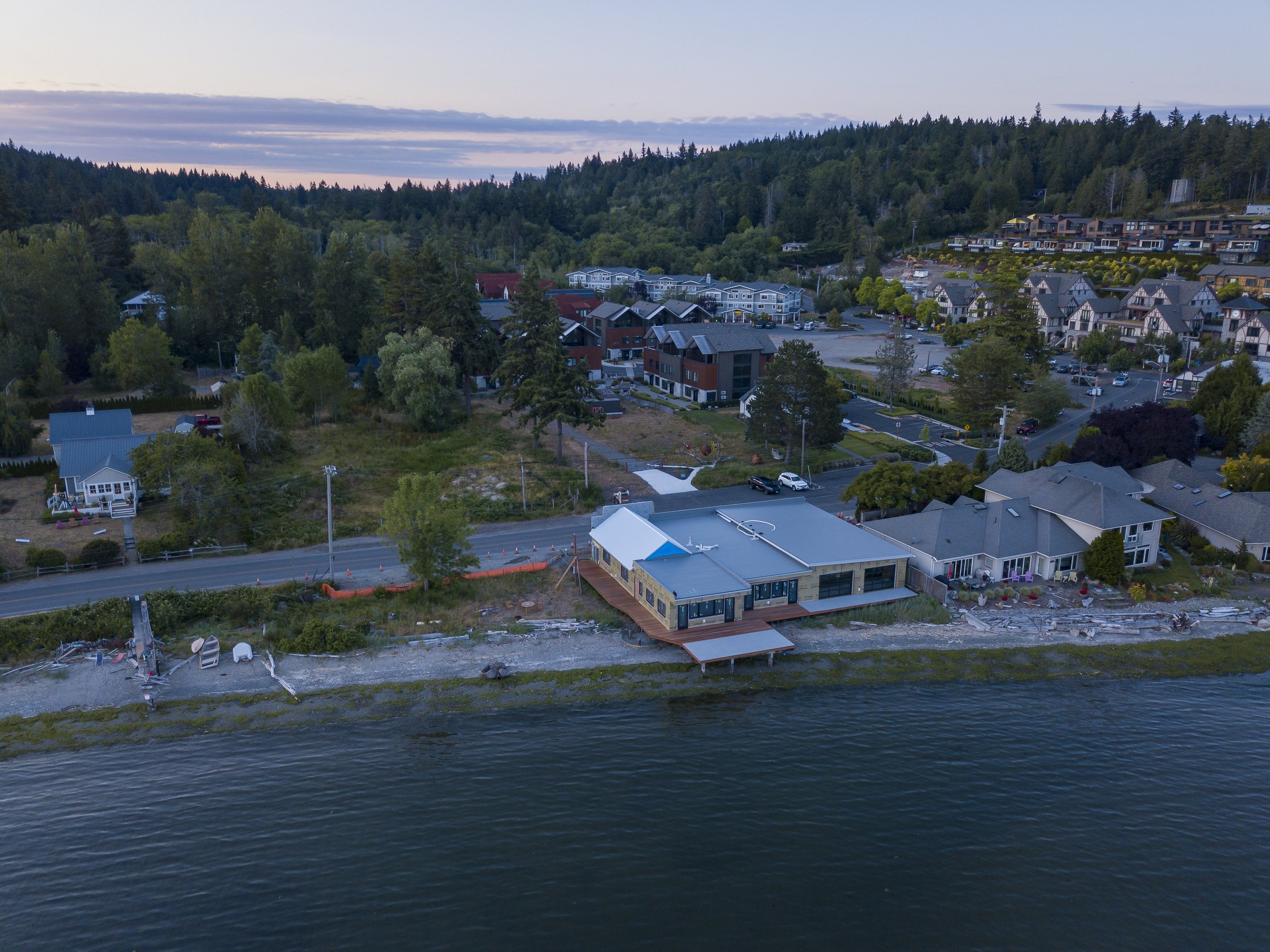 The beautiful neighborhood of Roost, on Bainbridge Island, WA. Designed by Jeb Thornburg of Indigo Architecture.