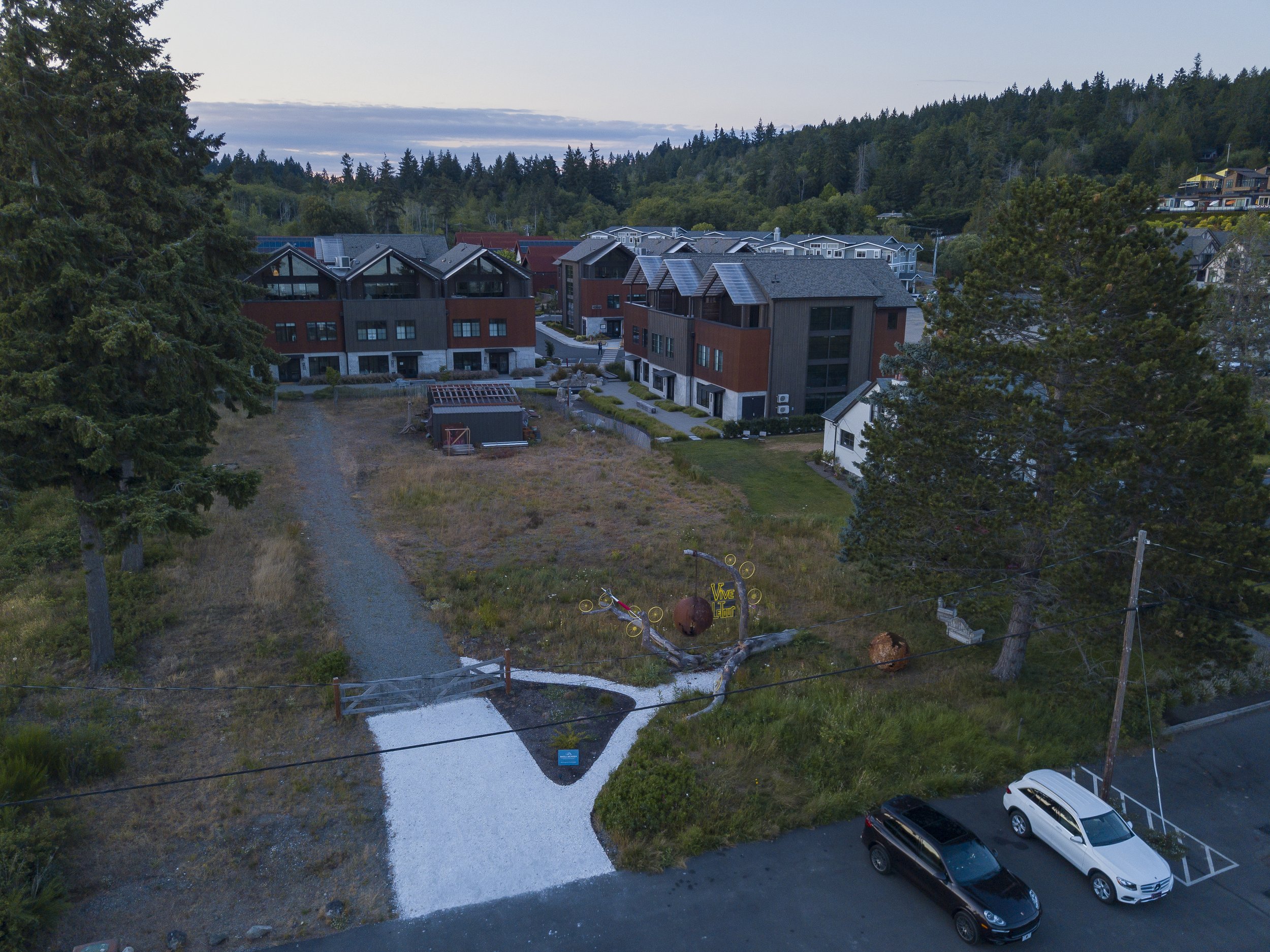The beautiful neighborhood of Roost, on Bainbridge Island, WA. Designed by Jeb Thornburg of Indigo Architecture.