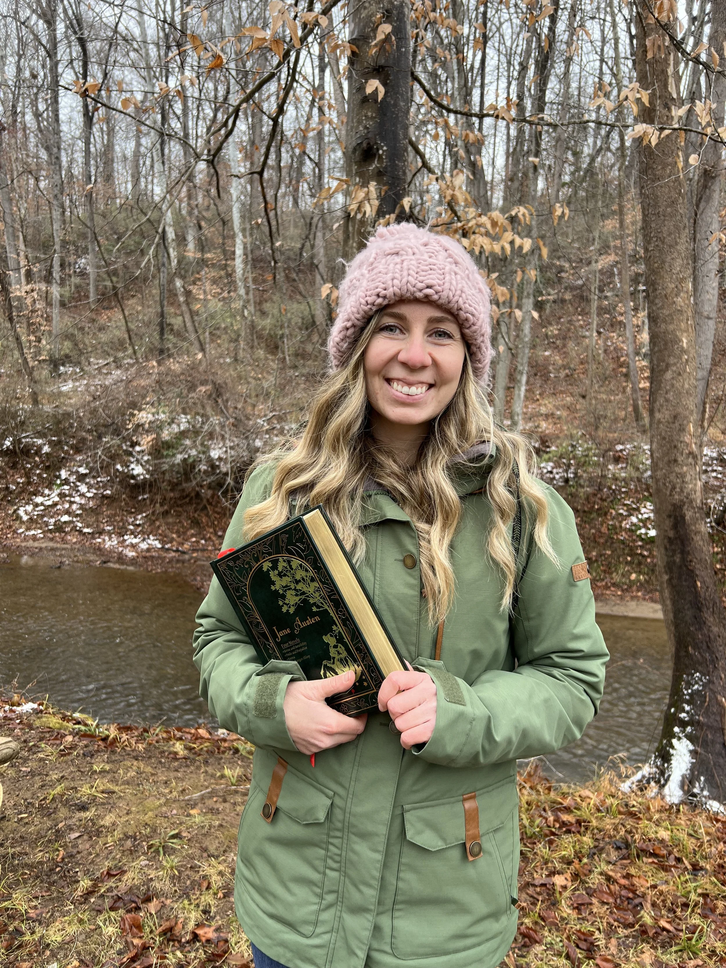 Girl holding a book, classic literature