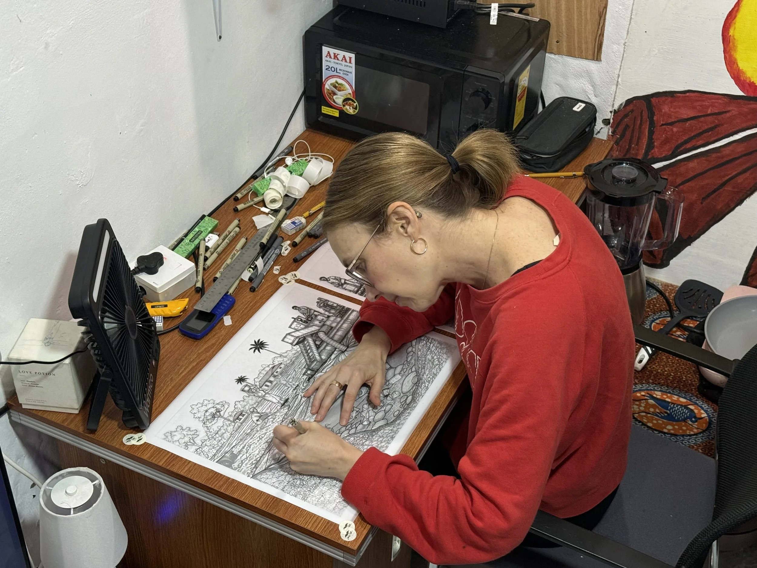 Emily working on I Am River Densu