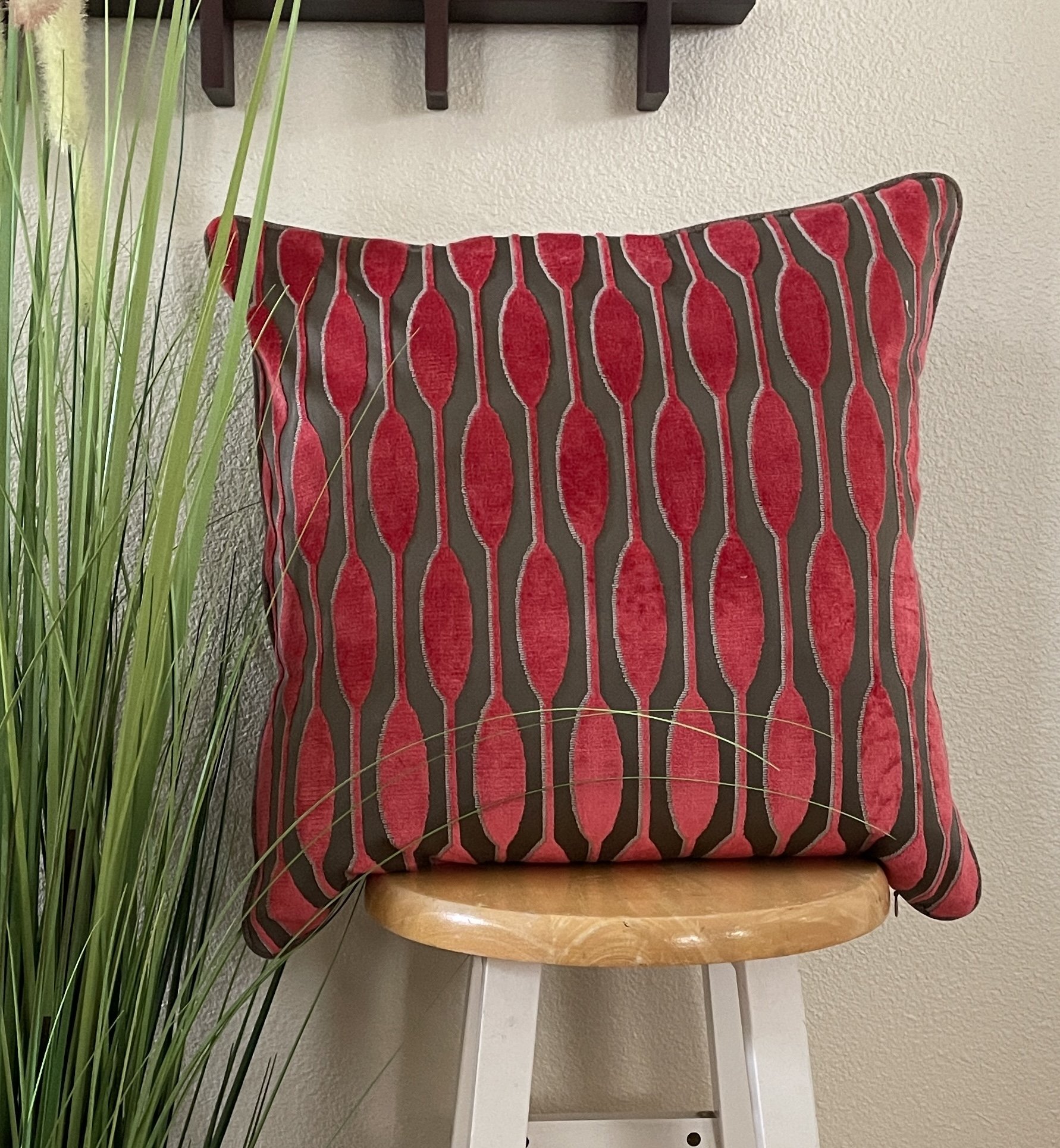 21" Red Geo Pillow