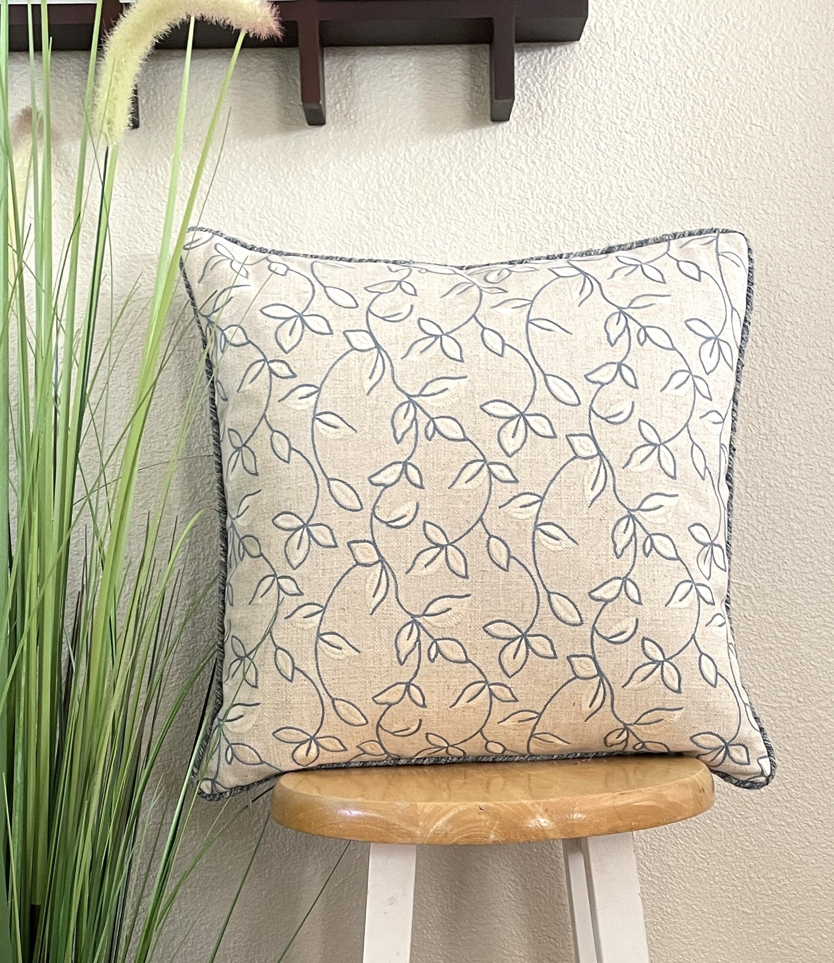 18" Blue embroidery