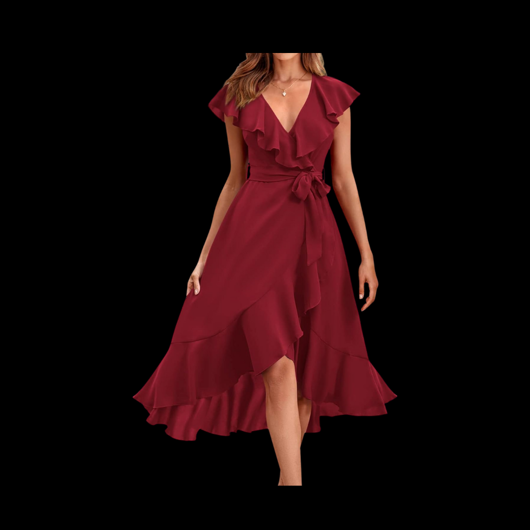 A flowy red dress
