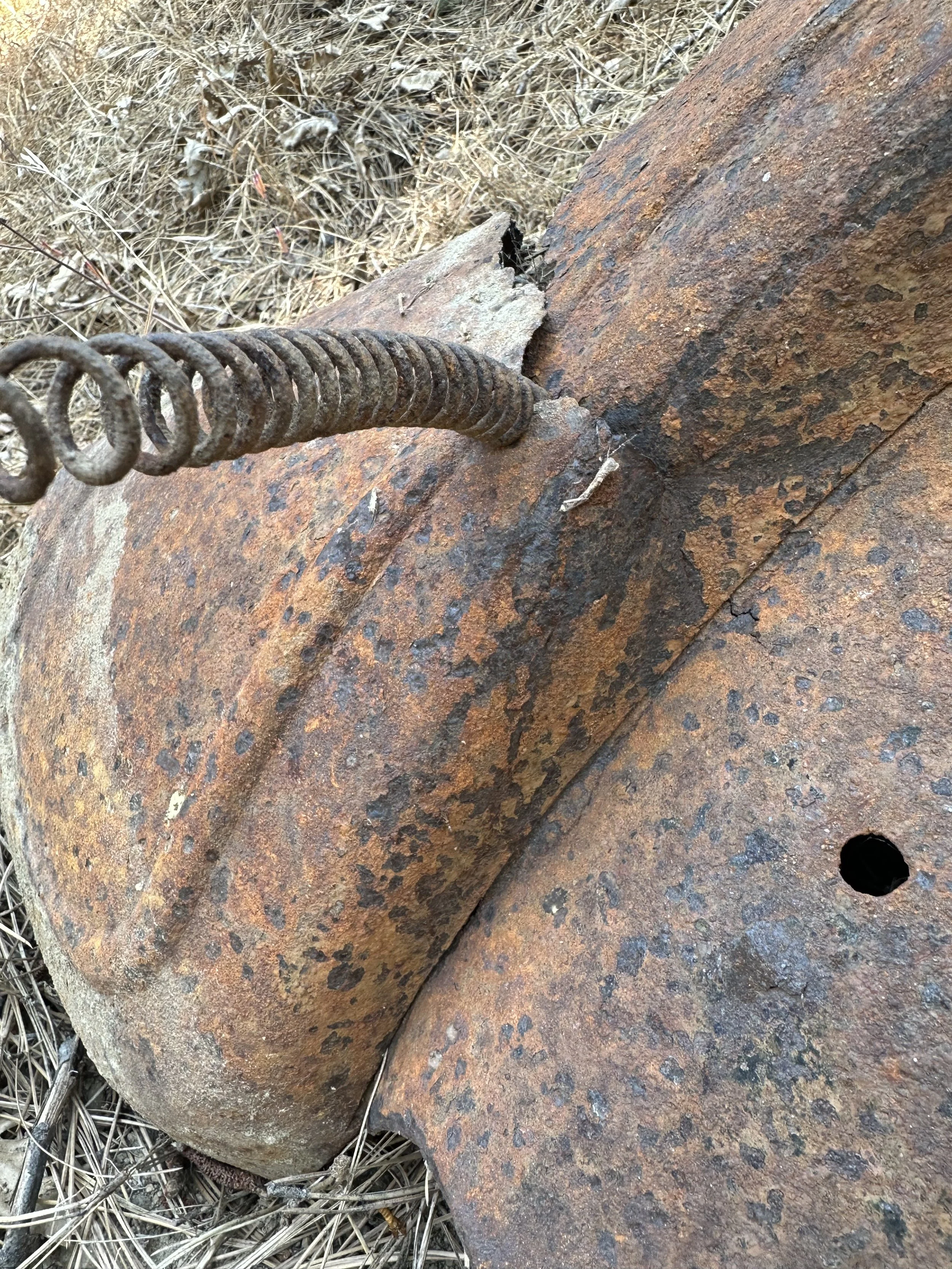An early 20th century automobile running board and fender.
