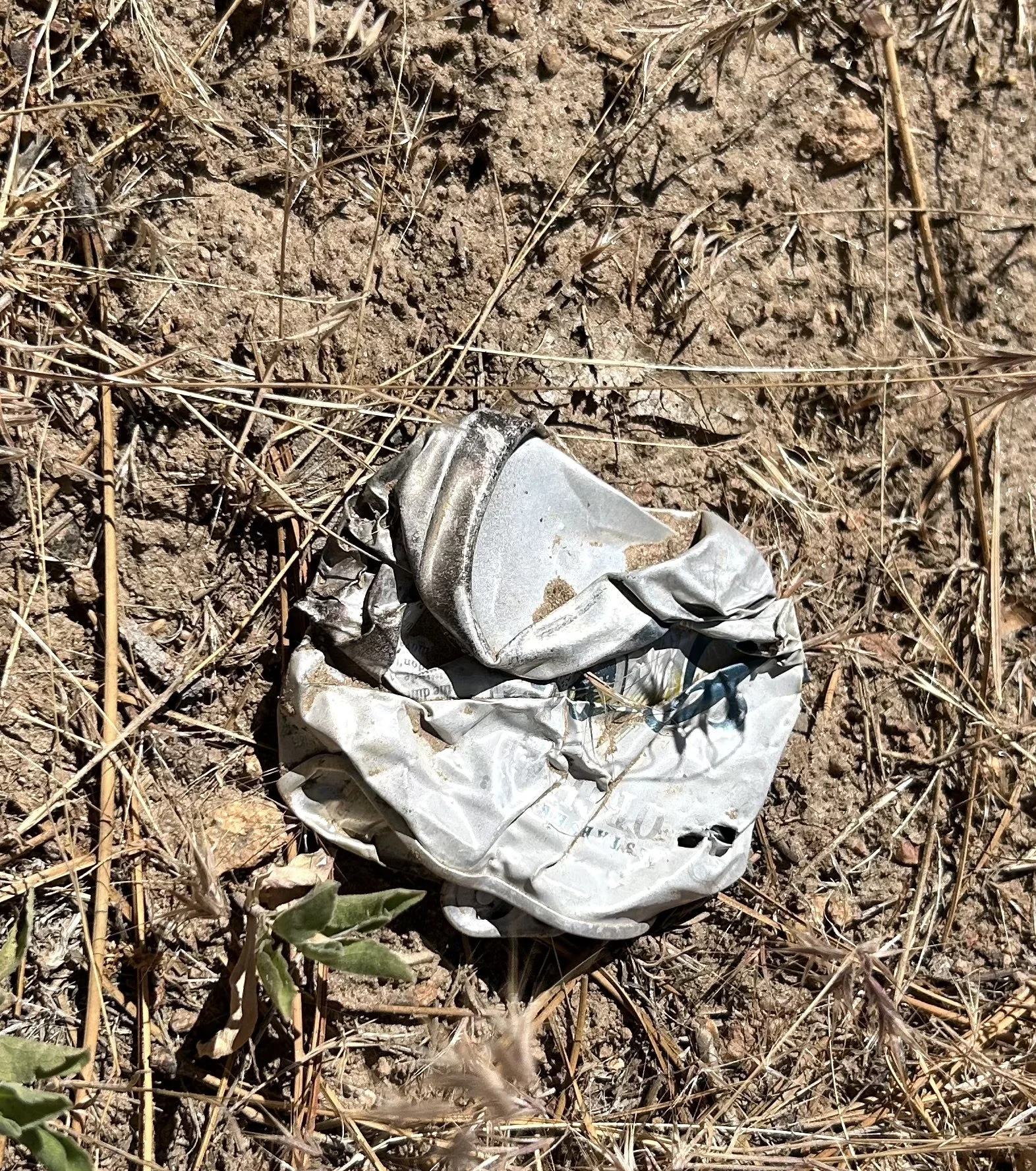 a Coors beer can on gravel dirt.