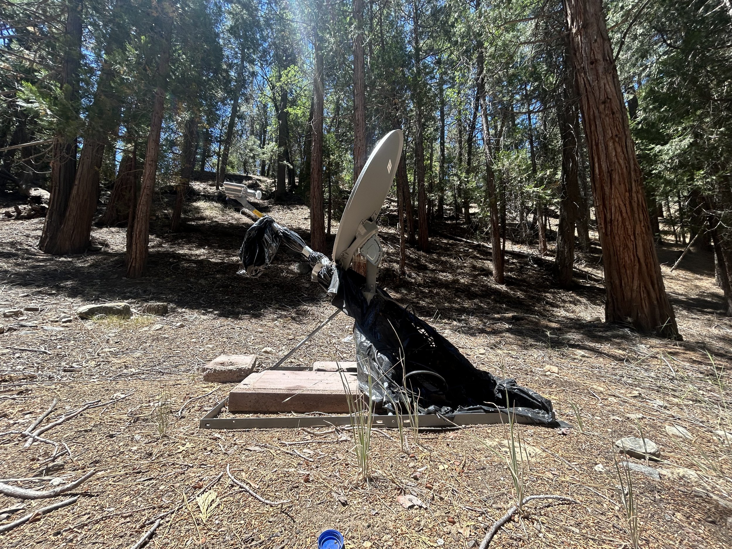 satellite dish in the mountains.