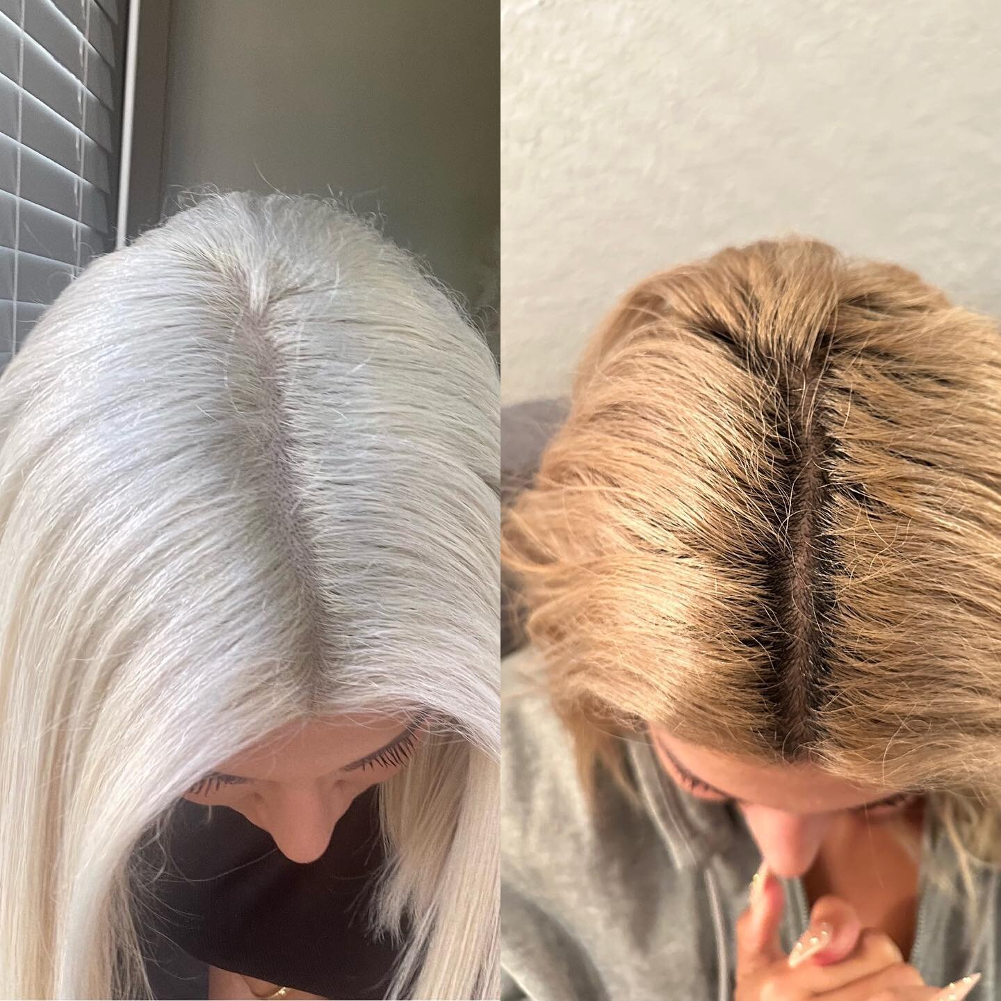 Correcting some blonde banding using all @moroccanoilpro 
Toned with 10BV color rhapsody and 10 volume 😮&zwj;💨