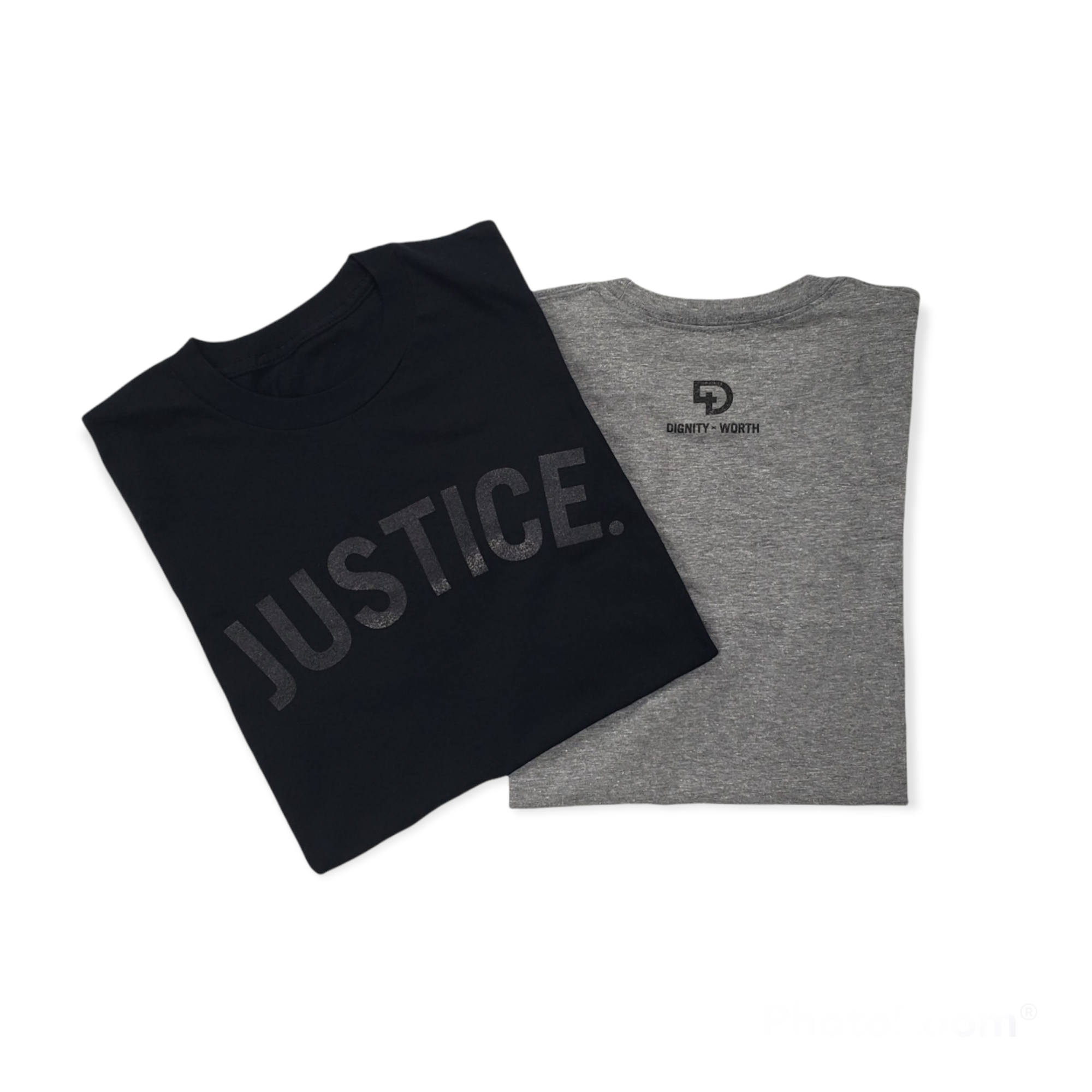 Justice shirts black and heather grey folded
