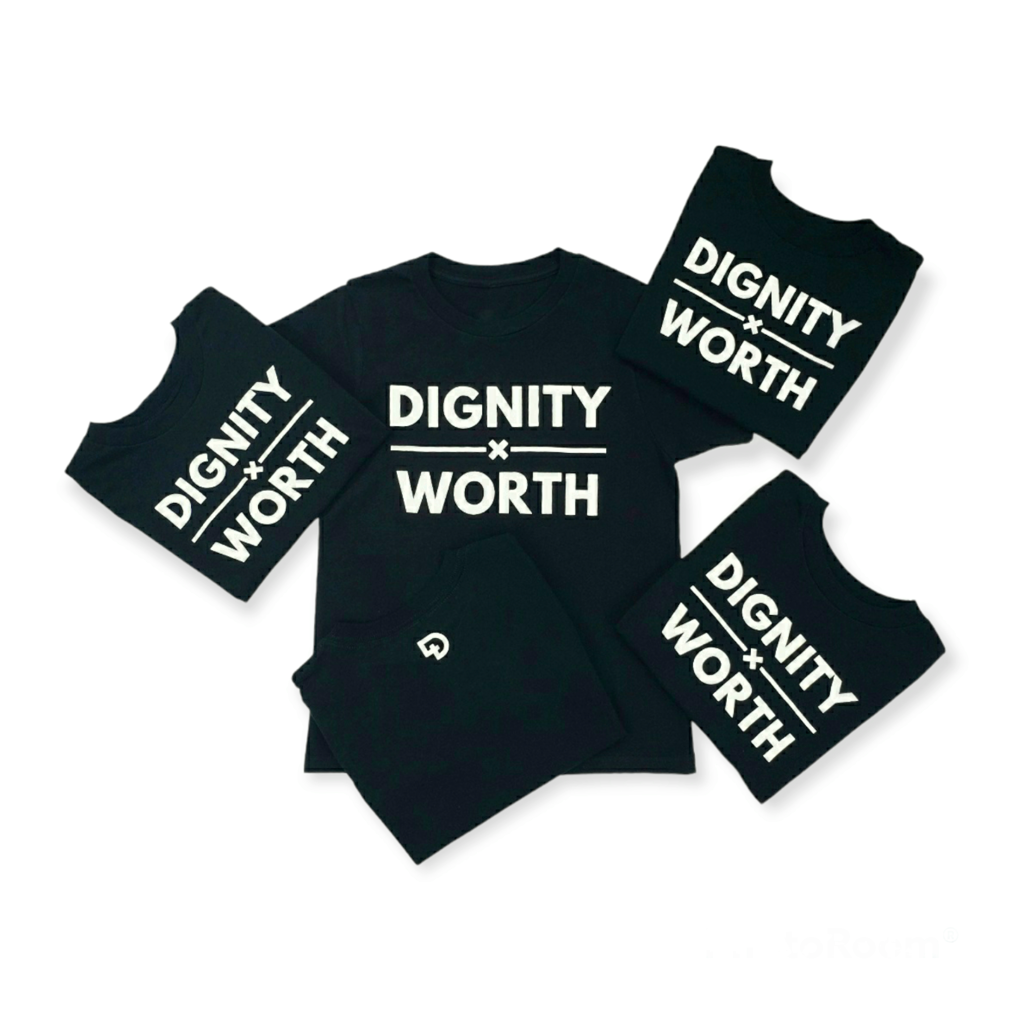 Multiple black DxW Youth Classic Shirts