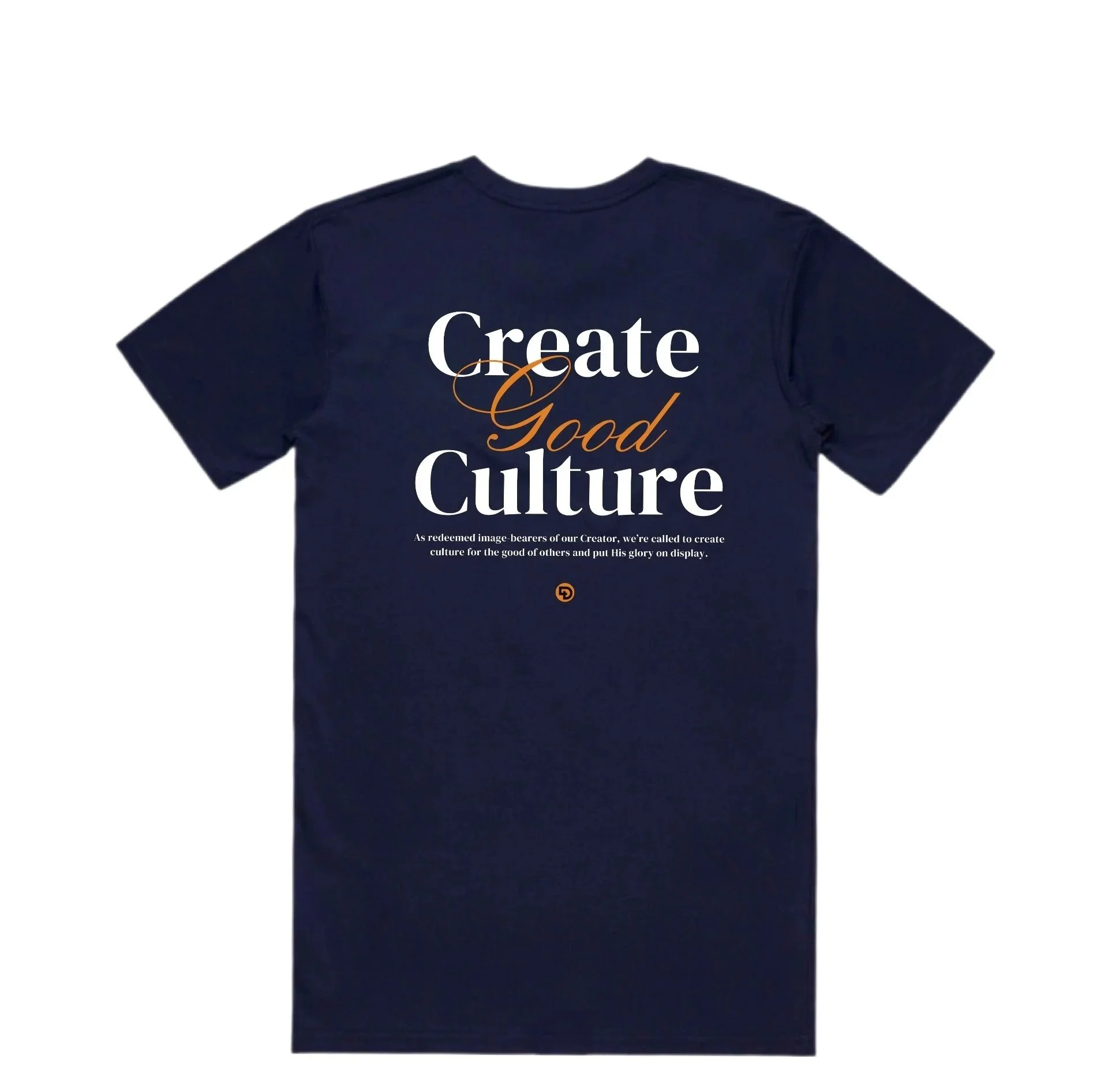 Back View of Create Good Culture Midnight Navy Shirt