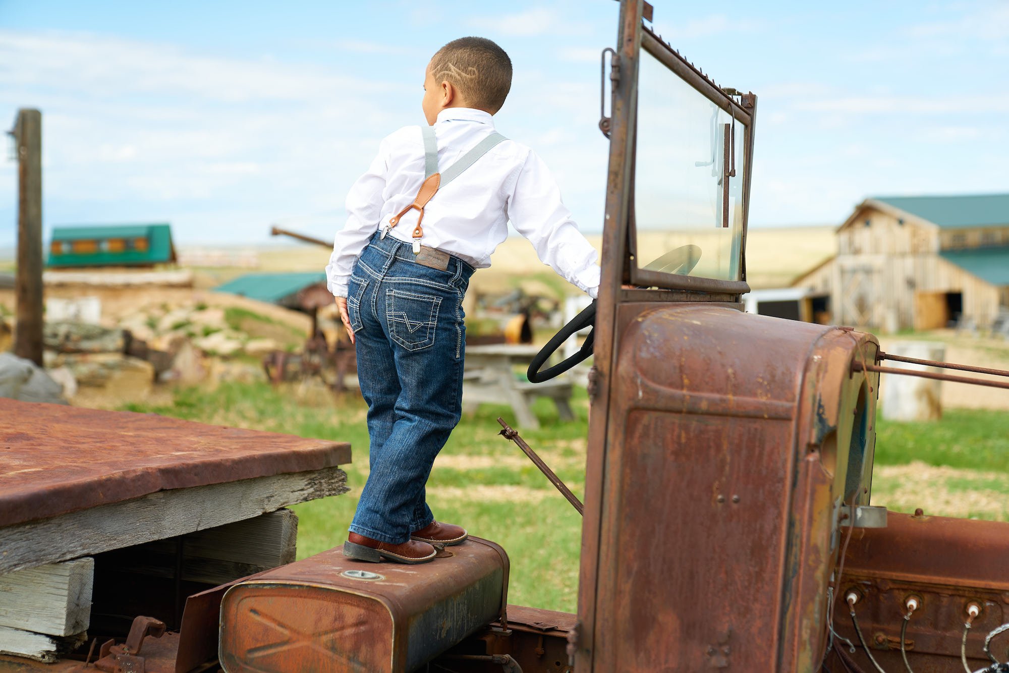 ring-bearer on a tractor (Copy)