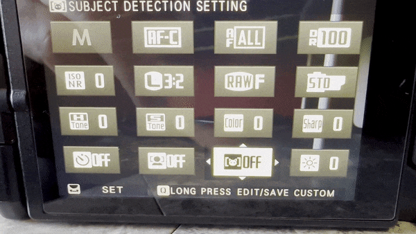 Fuji H2 Subject Tracking Categories
