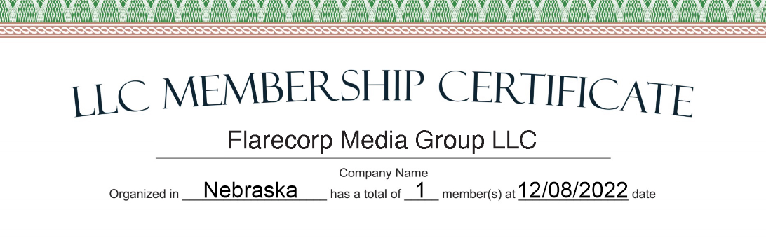 LLC Membership Certificate