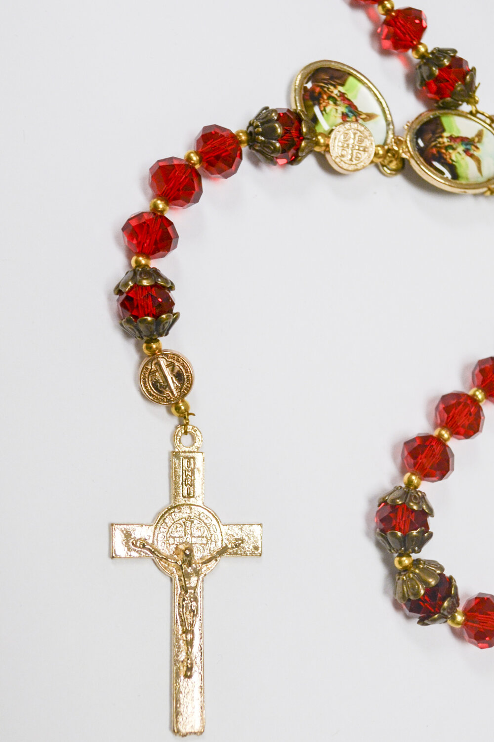 Mixed Bead Rosary (Red Crystal, Rose Gold Crystal, Matte Pearl) — Out of  the Blue Bead Works