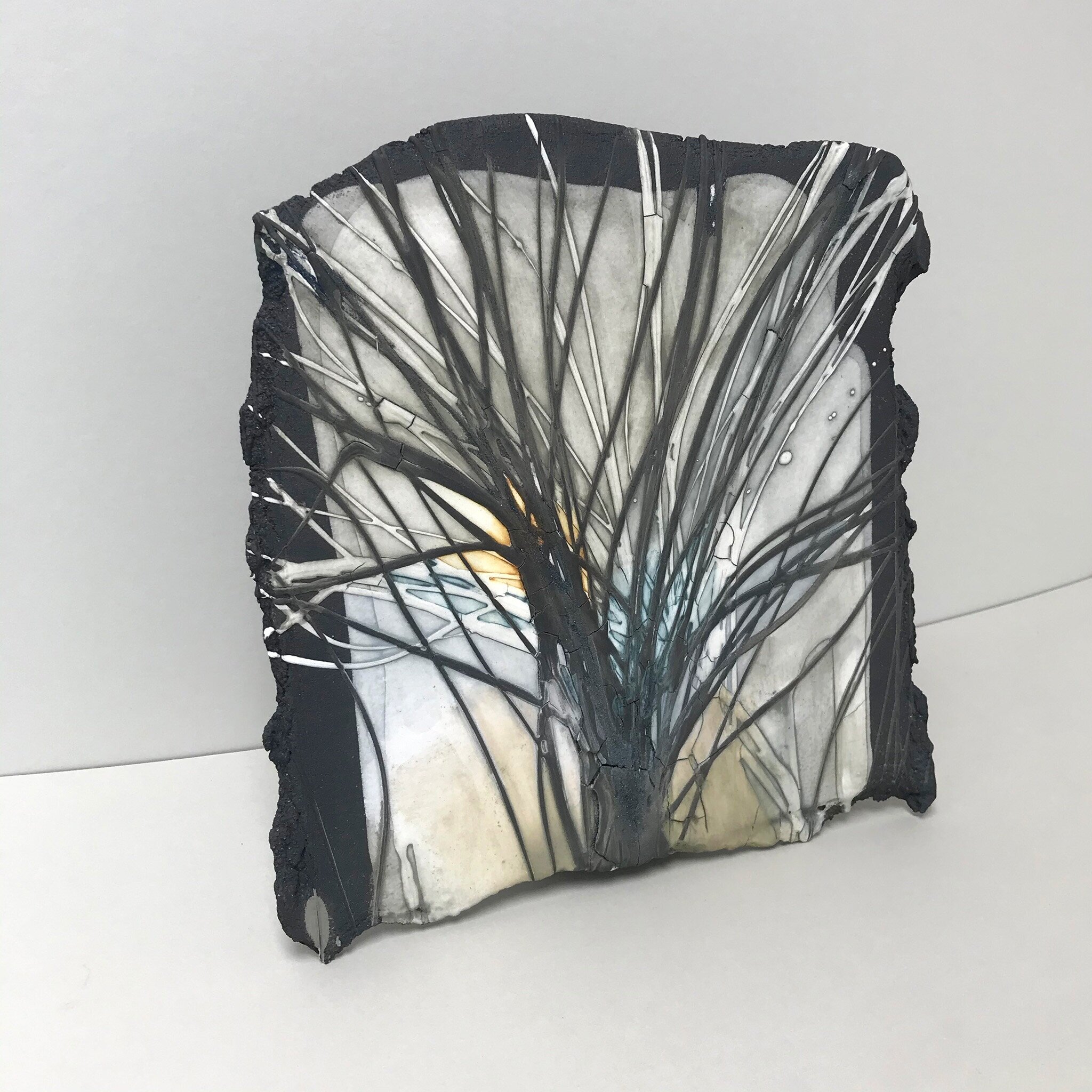 stoneware wall panel with tree design 27cmX25cm