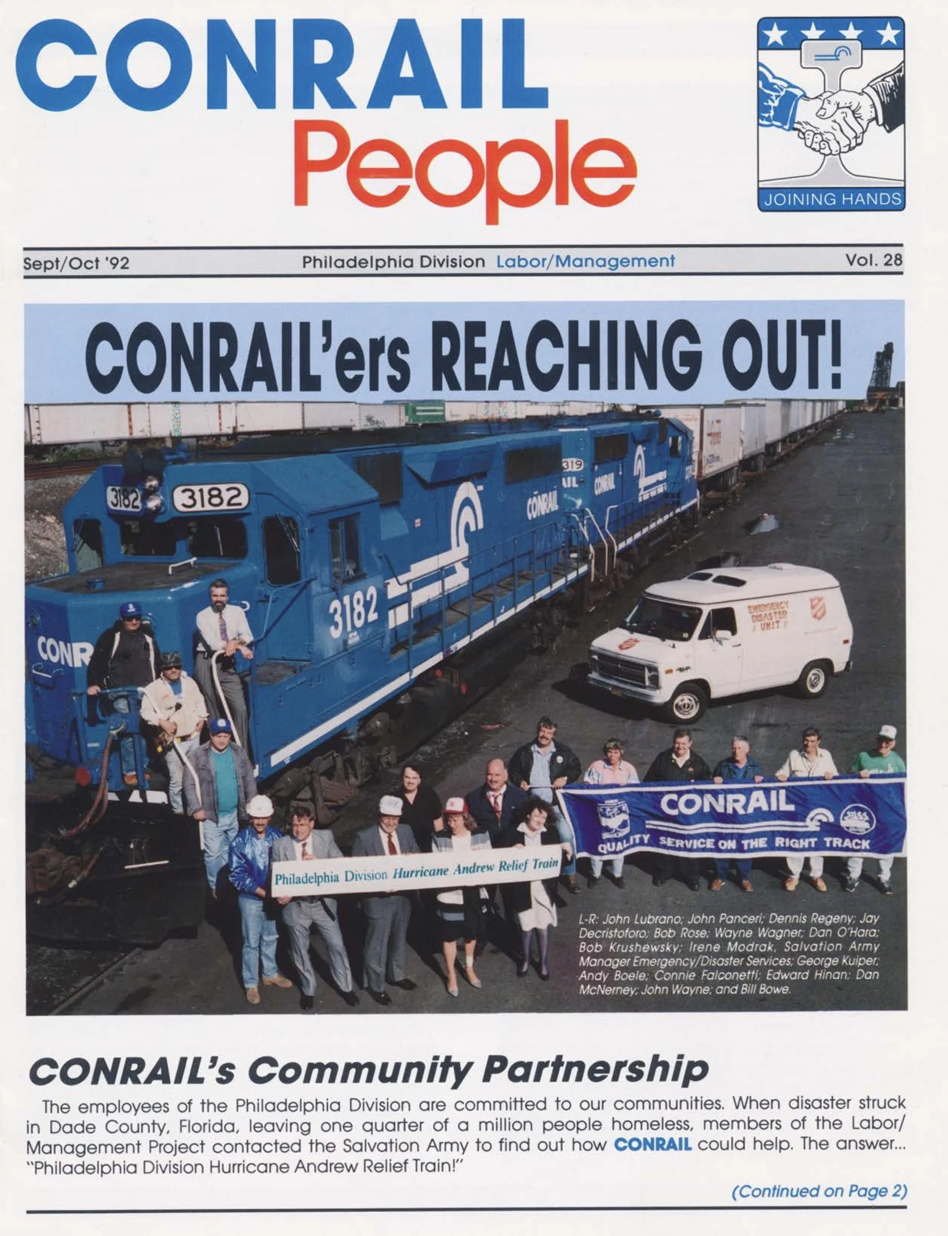 Volume 28, September/October 1992 - Conrail Community Partnership, Safety on Rails Theater boxcar, and more. 