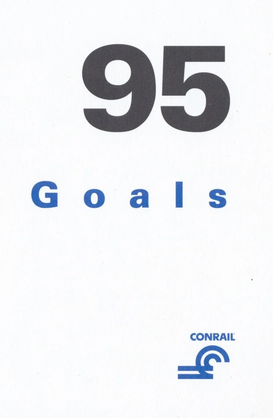 Conrail Corporate Goals 1995, Fourth Quarter - The Conrail Corporate Goals booklet for the fourth quarter of 1995 is a booklet outlining the company’s five corporate goals. Using a range of performance measures and progress indicators, the booklet re