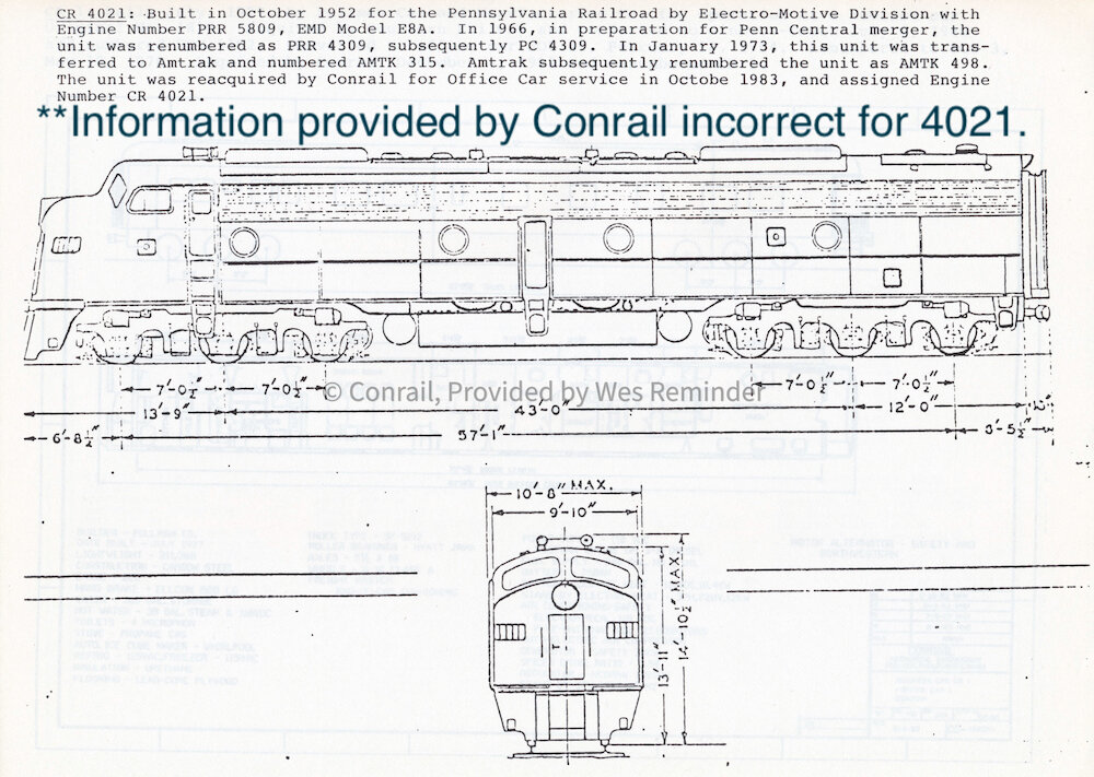 Conrail 4021 with incorrect data