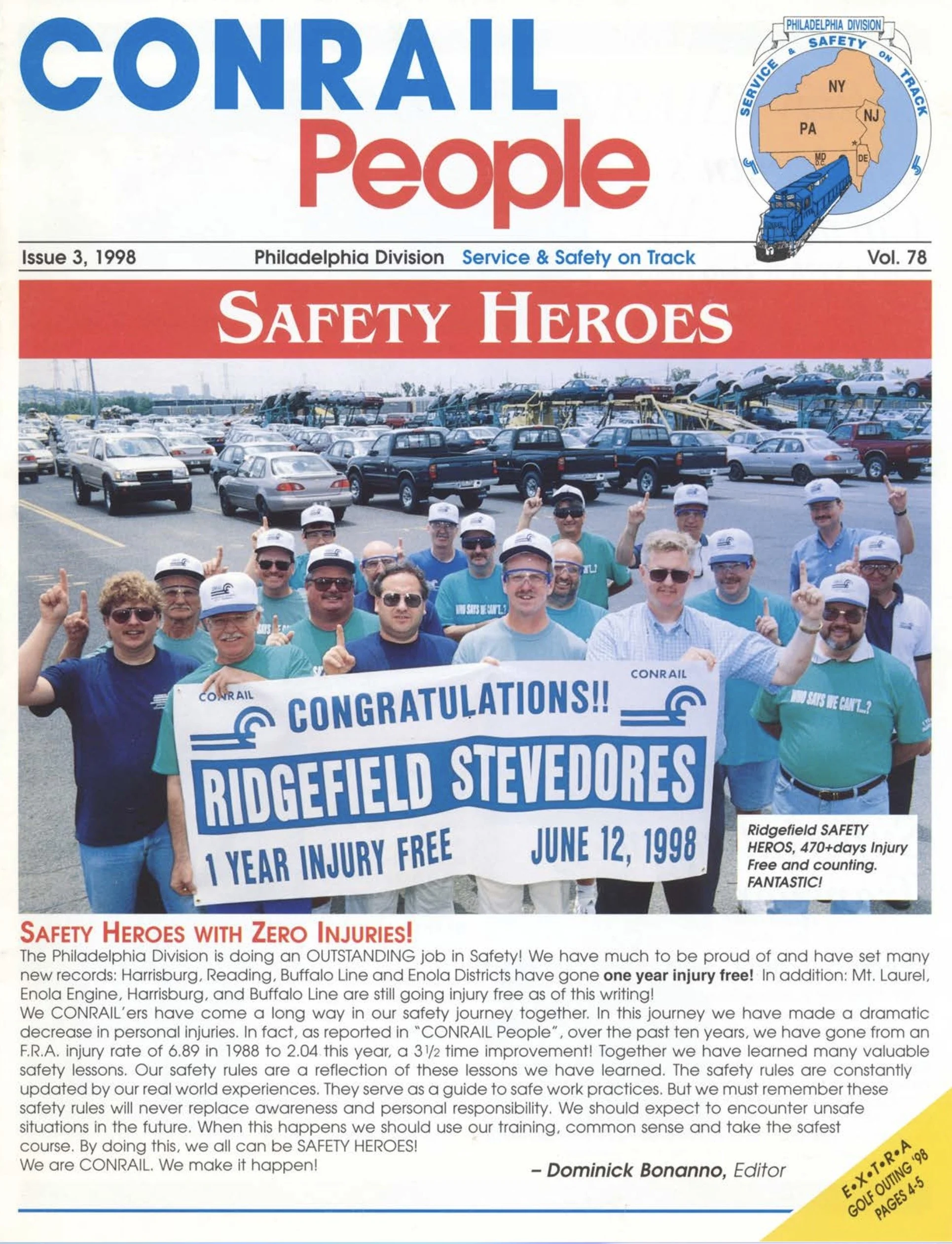 Volume 78, Issue 3, 1998 - 1 Year Injury Free, Ridgefield Park, 1998 Golf Outing, and more. 