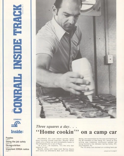 Conrail Inside Track Volume 2, No. 4, 1980 - Conrail camp car cooking, safety, deregulation update, Conrail Shoppe (in color), and more. 