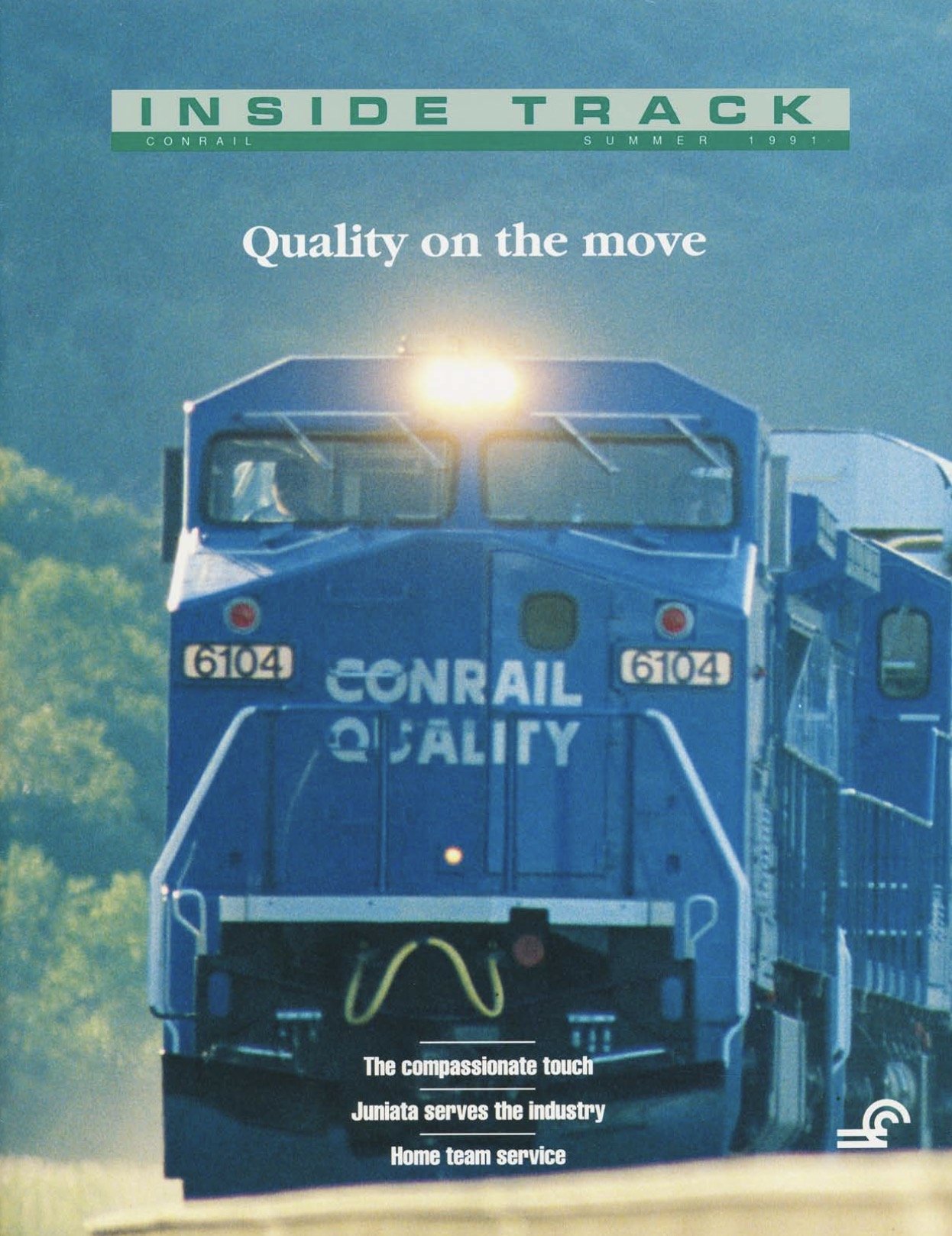 Summer 1991 - Conrail's Juniata Locomotive Shops, an emphasis on customer service, the launch of the Conrail Quality paint scheme, and more. 