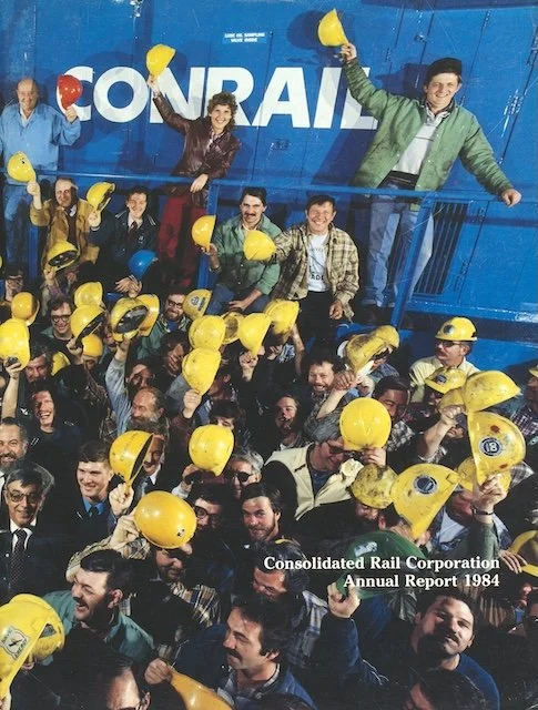 Conrail Annual Report 1984 - The 1984 Conrail Annual Report highlights the company’s fourth consecutive year of profitability, reinforcing the momentum of its financial recovery. Large, full-page photographs throughout the report document the continu