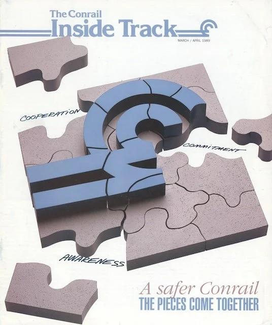 Conrail Inside Track March/April 1989 - NEW CEO, JAMES A. HAGEN, Conrail & Hershey chocolate, new Conrail Connects ad, Conrail safety meetings, Conrail electronic messaging, and more. 